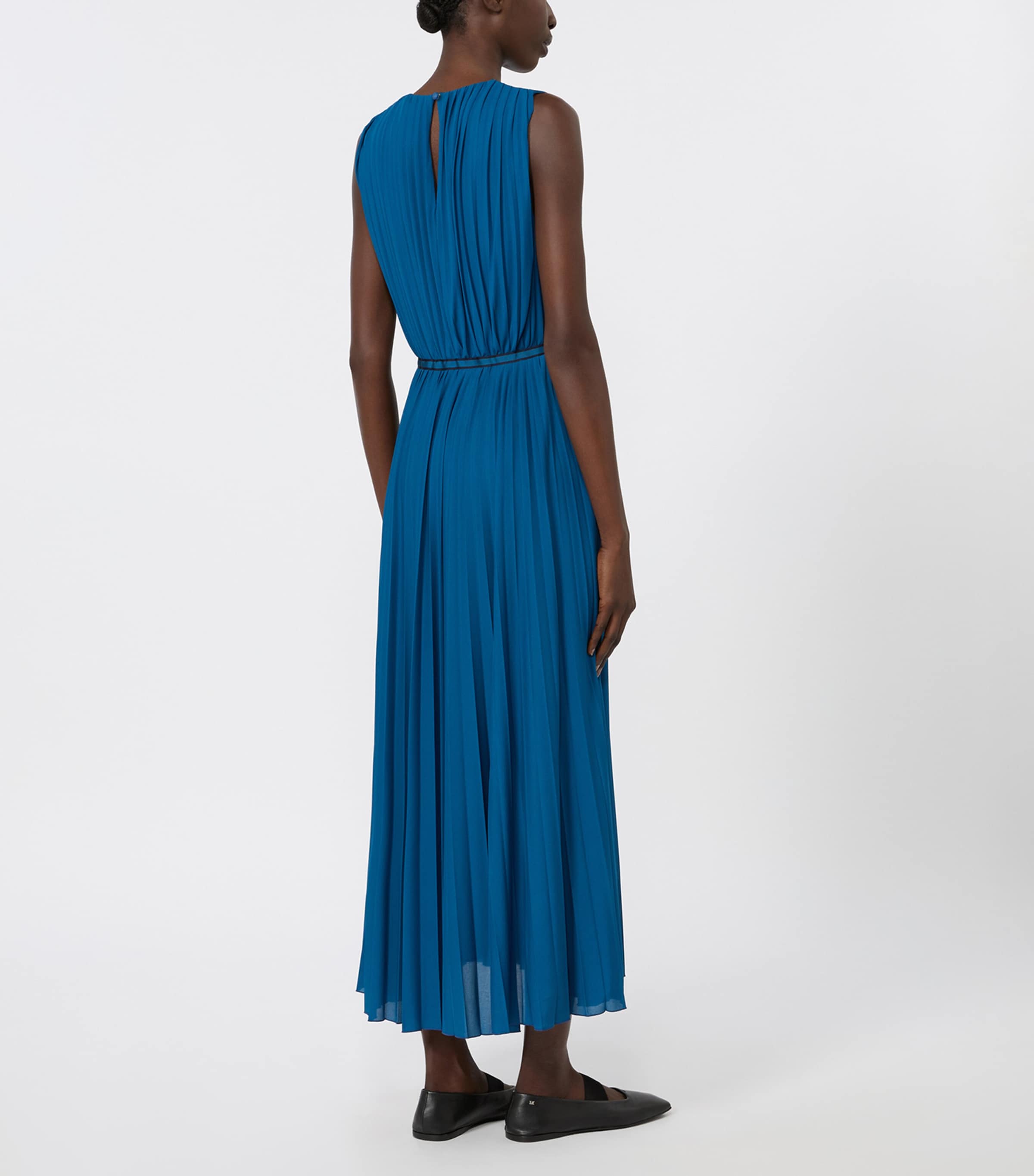 Max Mara Womens Sleeveless Pleated Midi Dress Navy Image 4