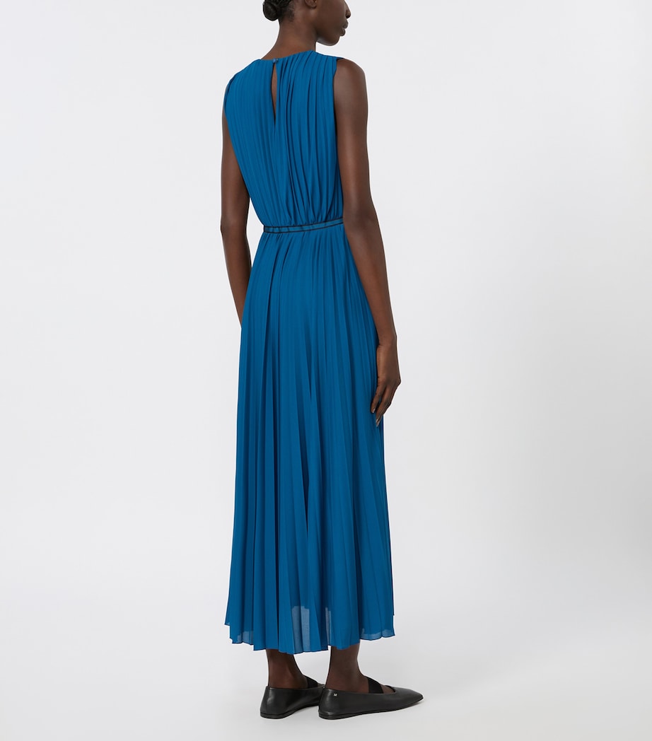 Max Mara Womens Sleeveless Pleated Midi Dress Navy Image 4