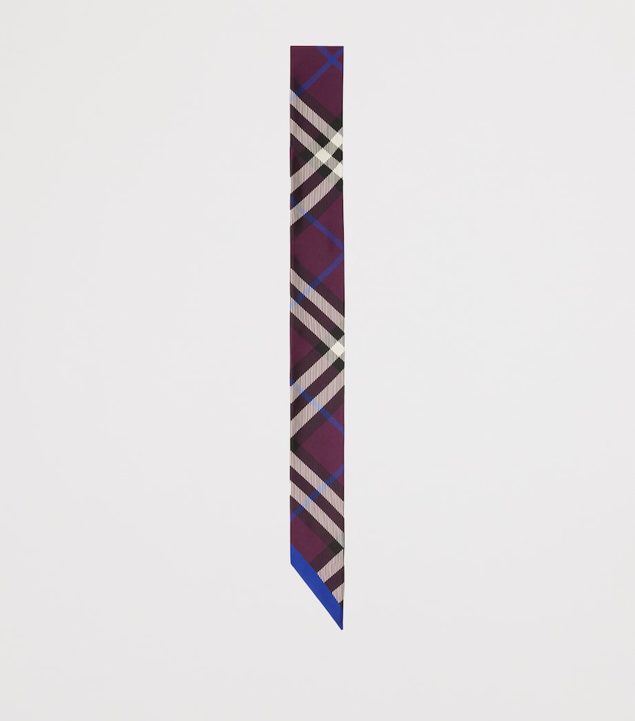 Silk Skinny Check Scarf PANSY Image 2