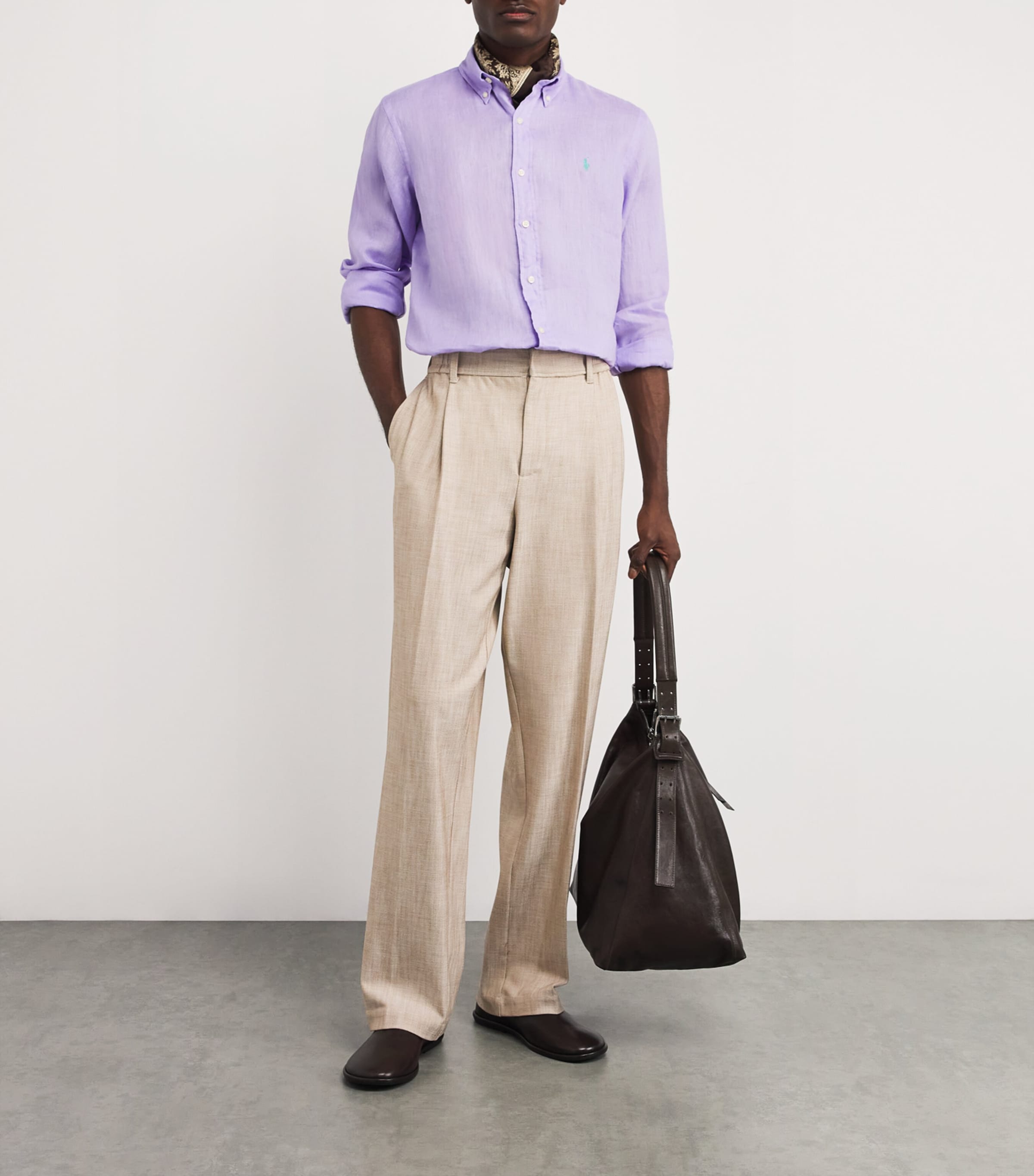 Polo Ralph Lauren Mens Linen Custom Fit Shirt Purple Image 2