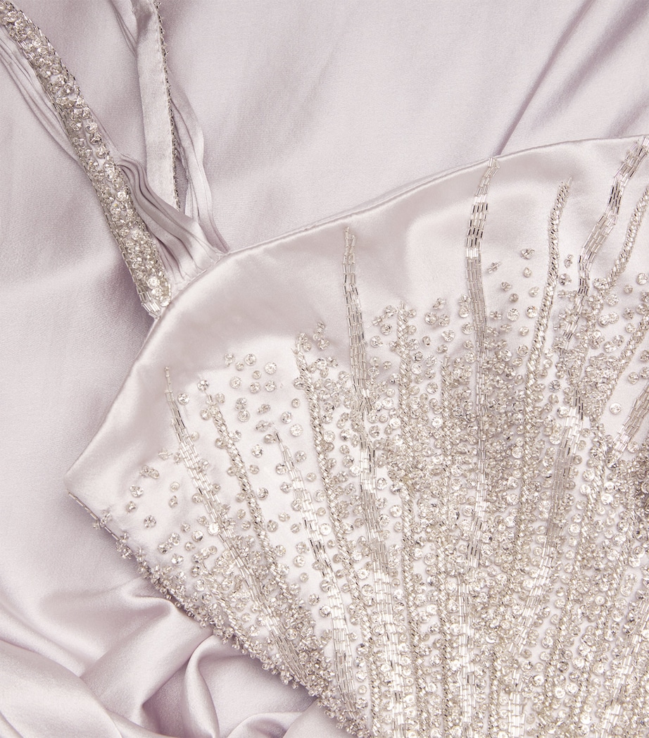 Stretch-Silk Crystal-Embellished Gown SILVER ASH Image 5