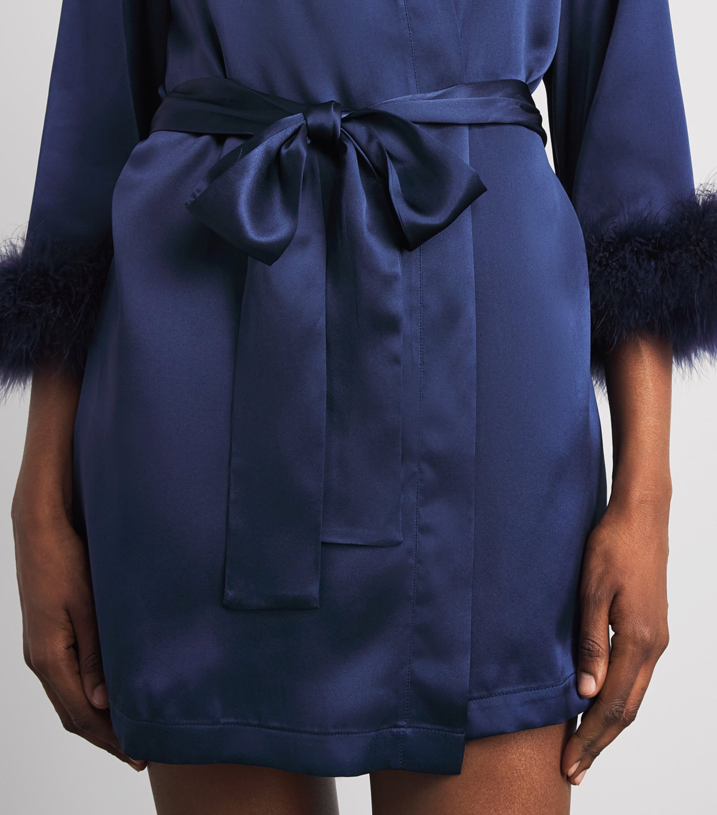 Gilda & Pearl Womens Silk Meet Me at Midnight Short Robe Sapphire Image 3
