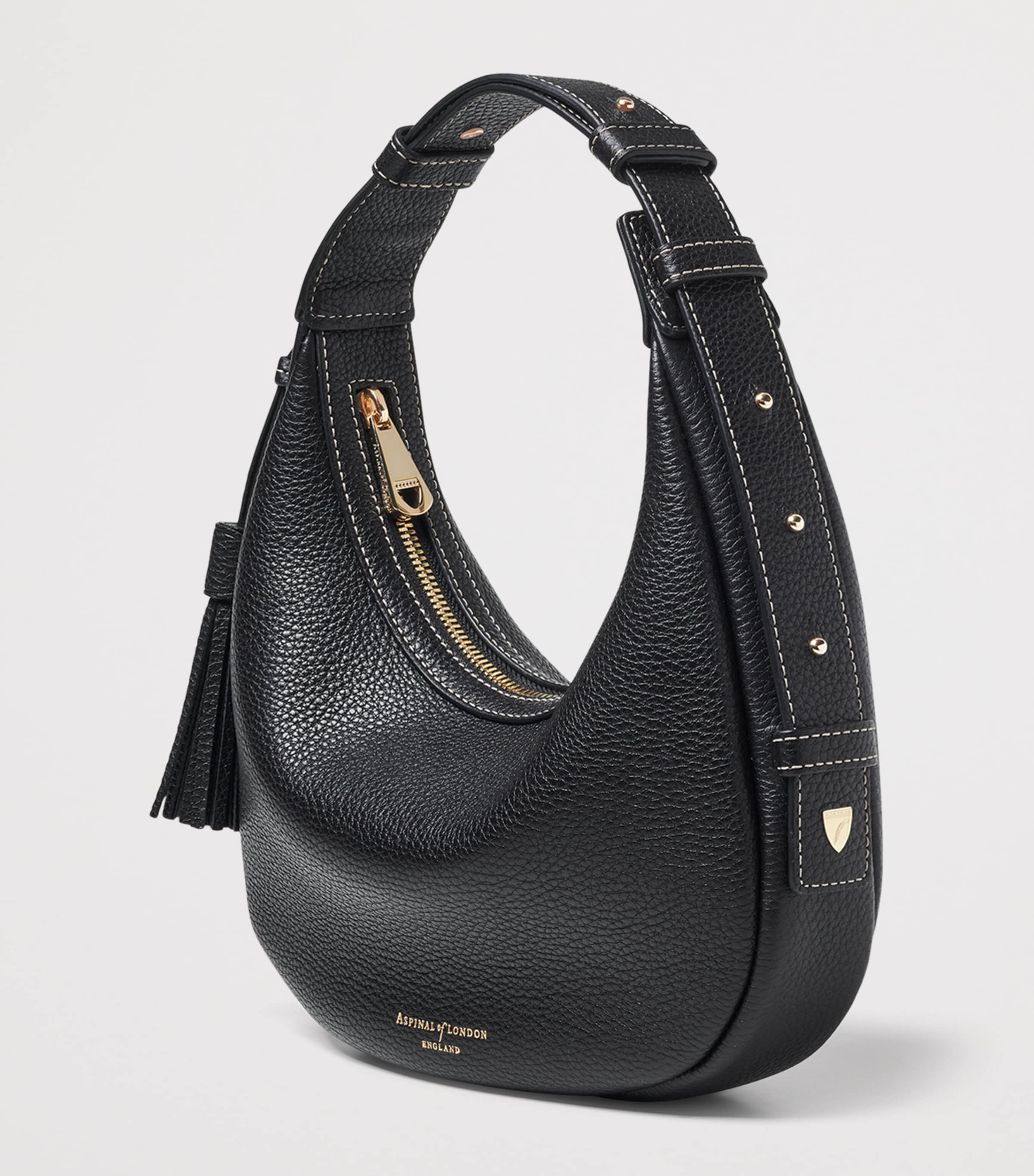 Aspinal Of London Mini Soho Crescent Shoulder Bag Black Image 3