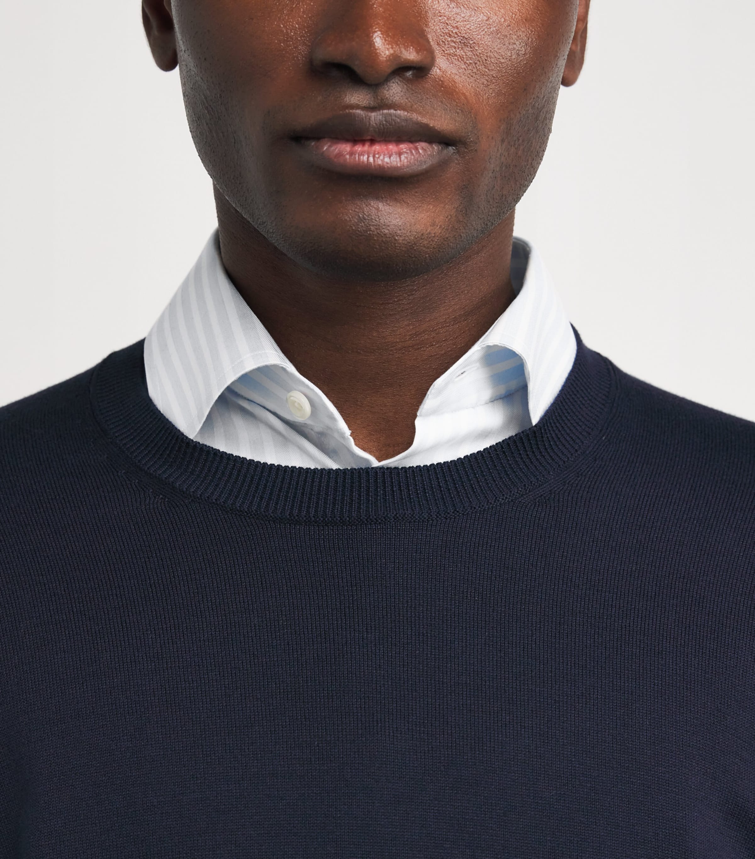Falke Mens Cotton Crew-Neck Sweater Night Sky Image 3