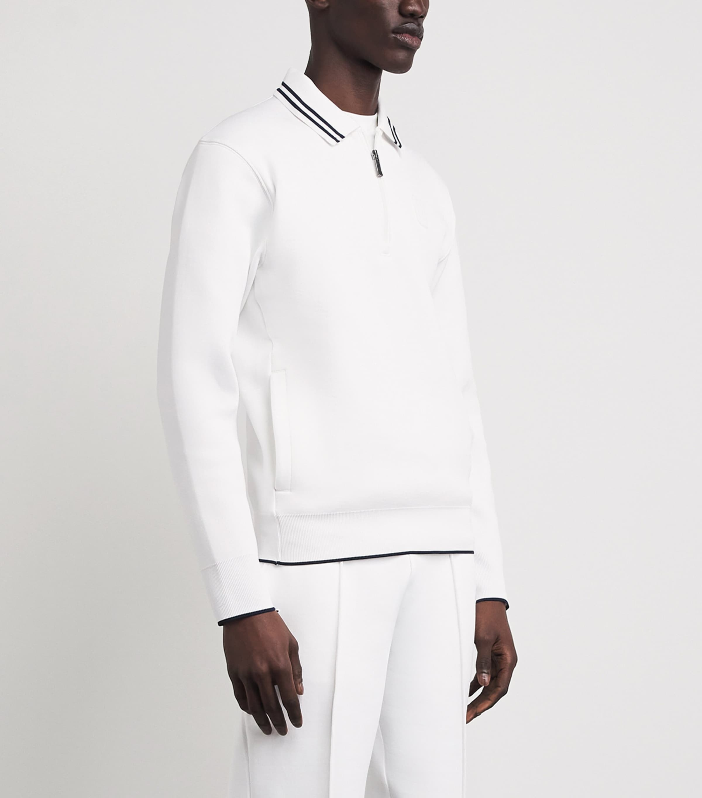 Lacoste Mens Tennis Heritage Polo Collar Quarter-Zip Sweatshirt White Image 4