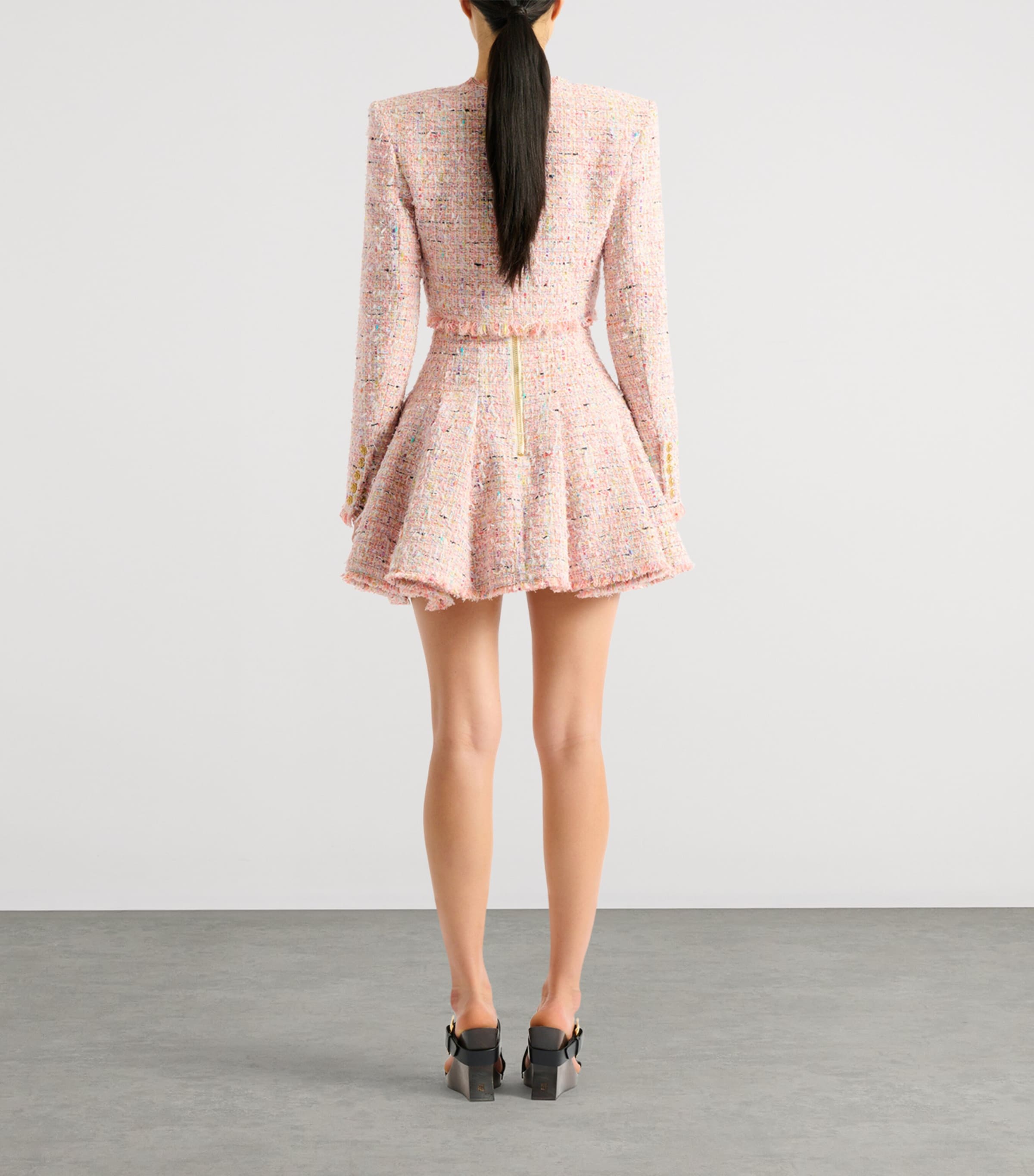 Balmain Womens Tweed cropped jacket Aaa Multicolore Image 7