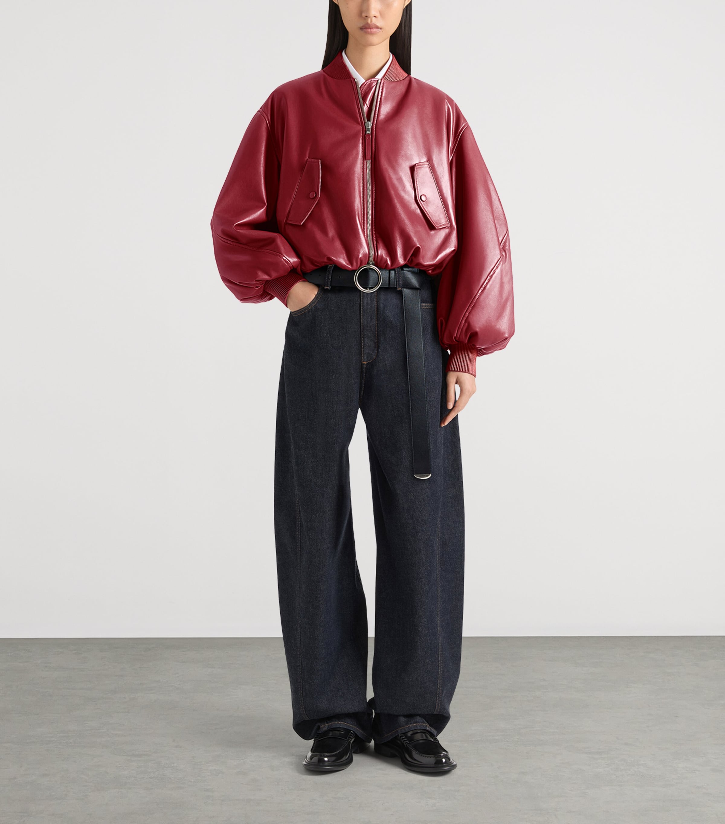 Givenchy Womens Leather Cropped Cocoon Bomber Jacket Image 2