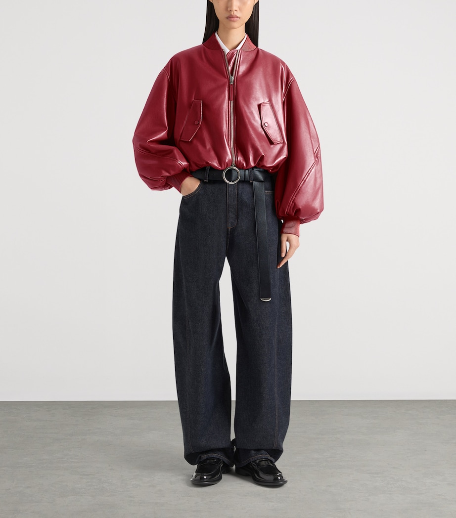 Givenchy Womens Leather Cropped Cocoon Bomber Jacket Image 2