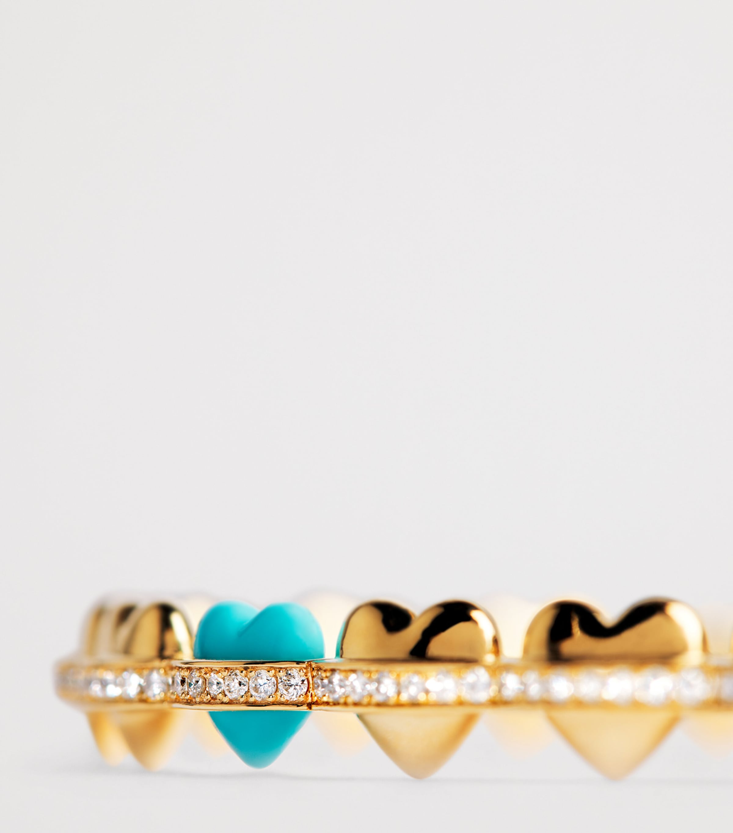 Yellow Gold, Diamond and Turquoise Atom Heart Bangle YELLOW GOLD Image 5