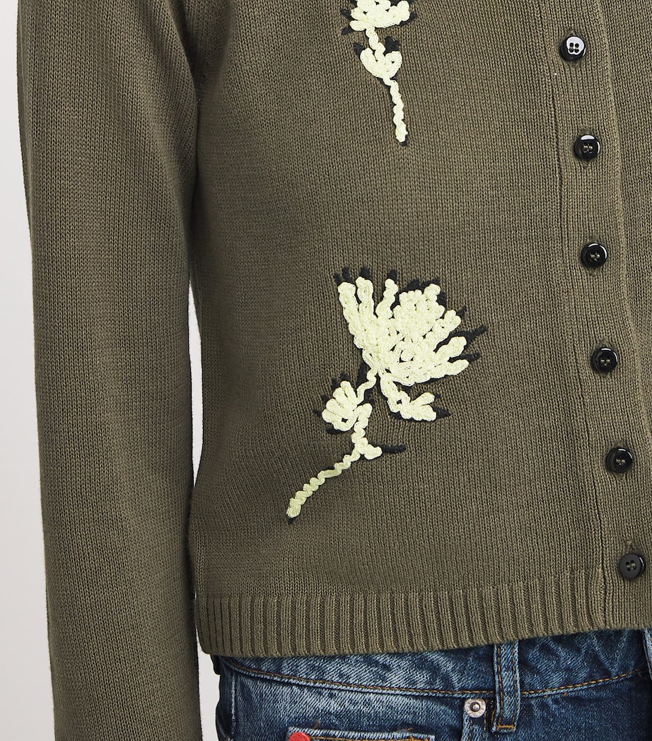 Embroidered Jacquard Floral Cardigan KAKI Image 6