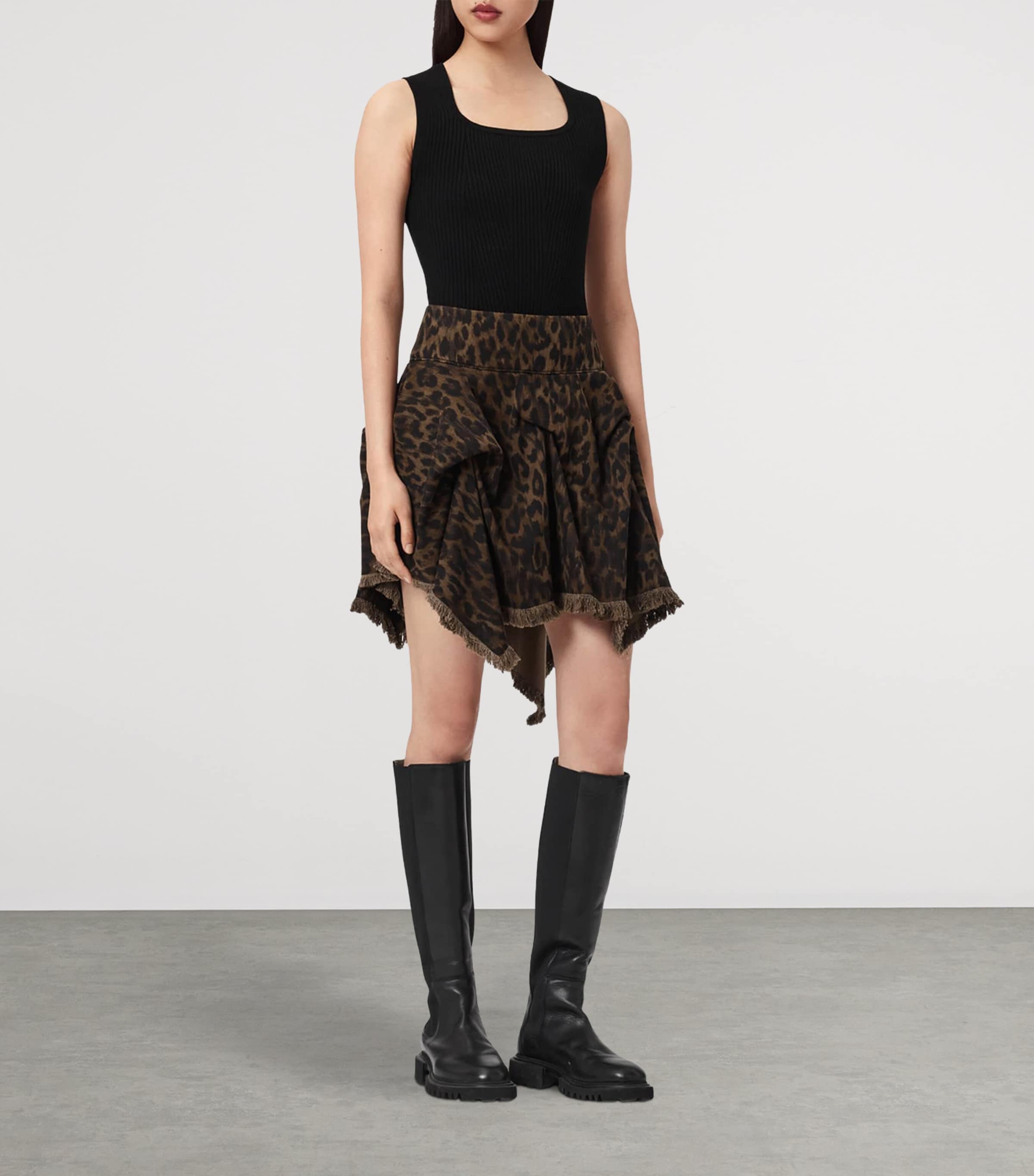 AllSaints Womens Denim Crissy Mini Skirt Leppo Brown Image 2