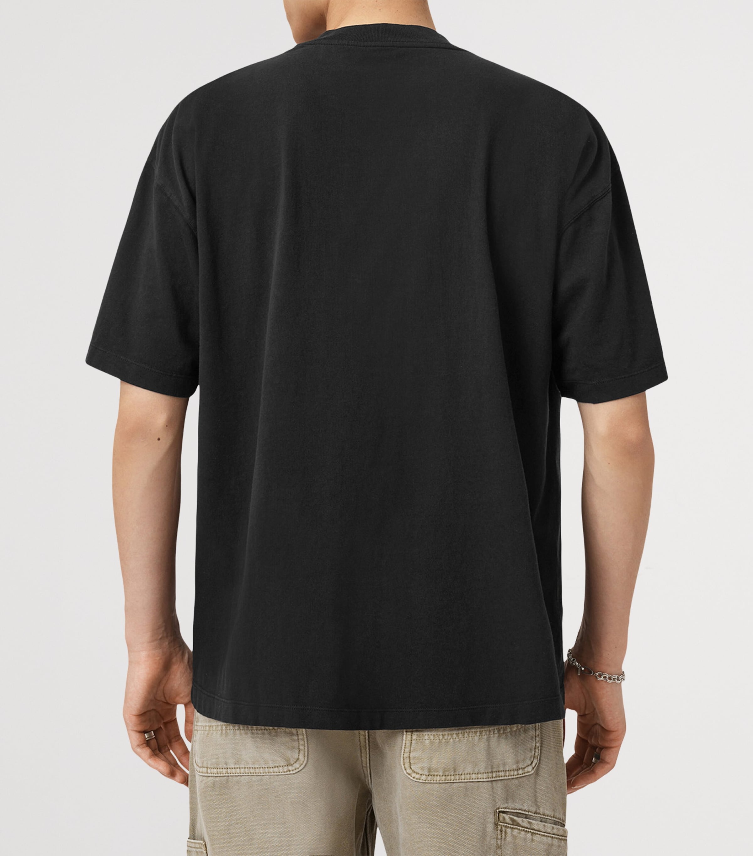 Organic Cotton Waved T-Shirt JET BLACK Image 3