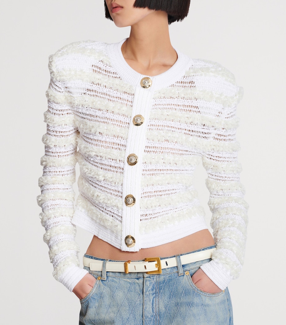 Tweed Cropped Cardigan 0FA BLANC Image 4