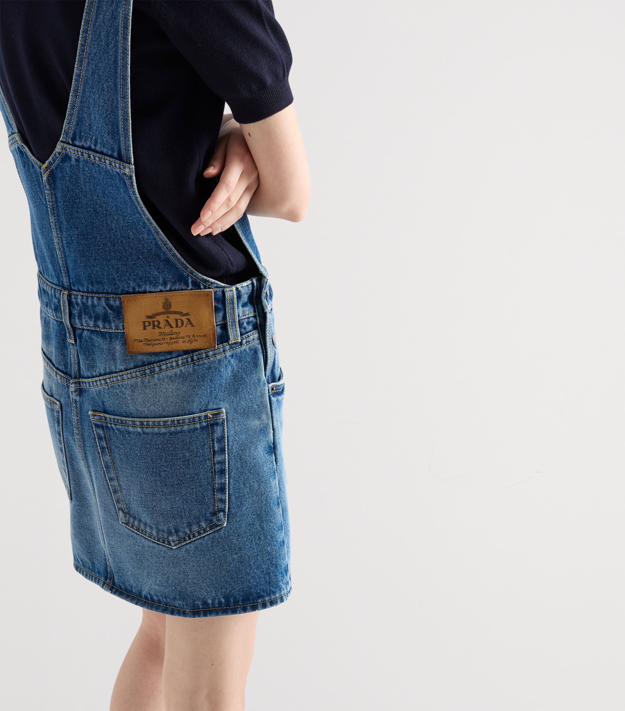 Prada Denim Dungaree Mini Dress | Harrods UK