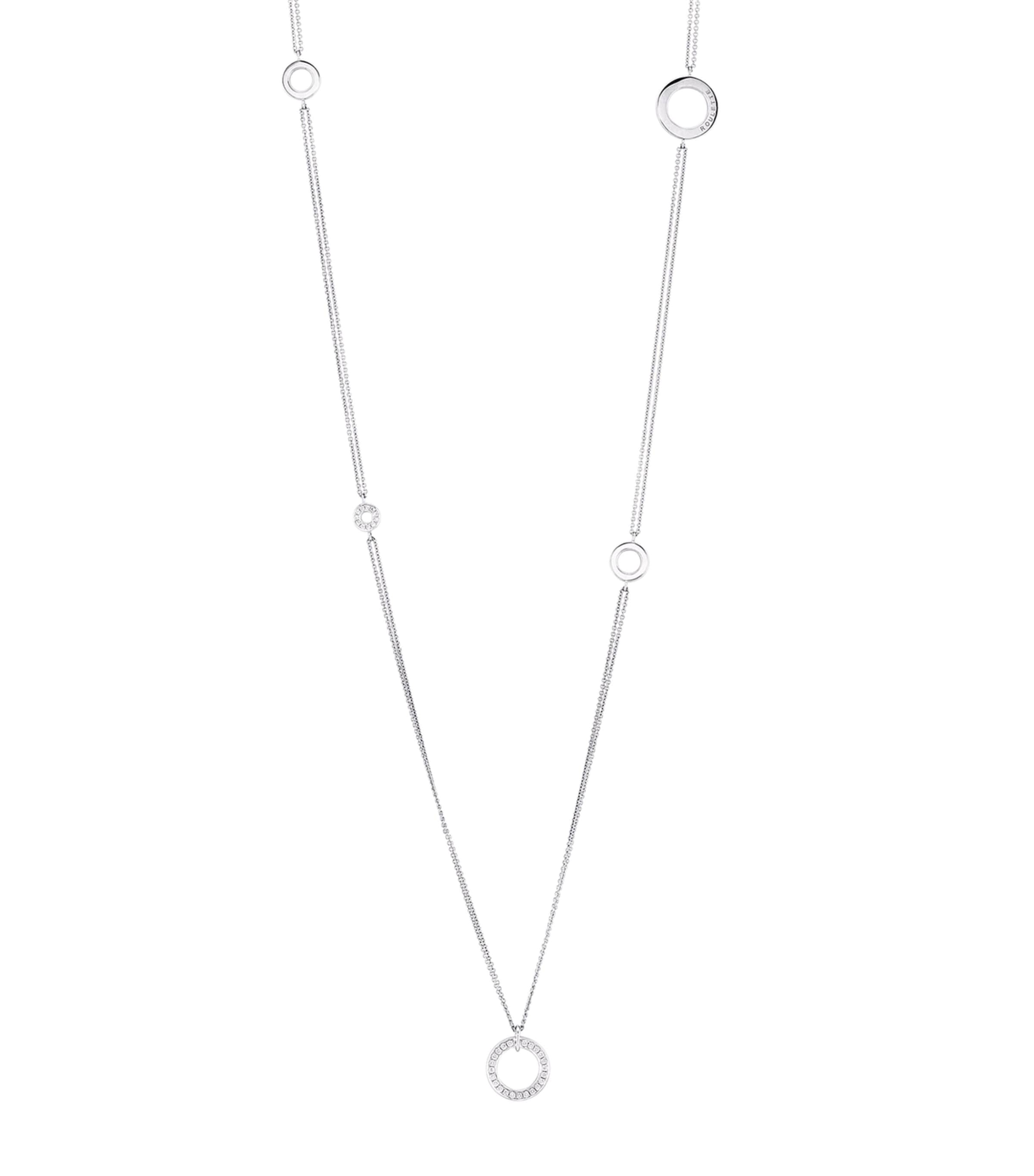 Shop Boodles White Gold And Diamond Long Mini Roulette Necklace