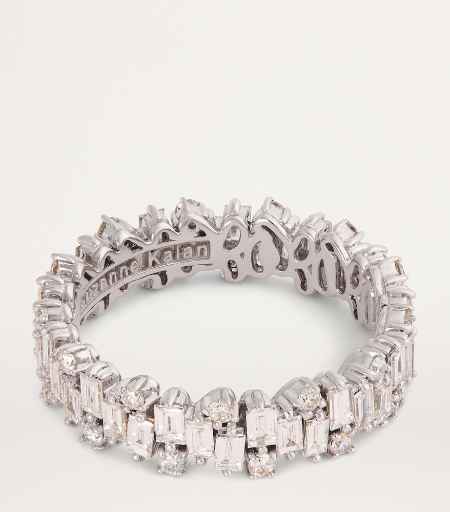 White Gold and Diamond Shimmer Eternity Ring 18K WG/WD Image 4