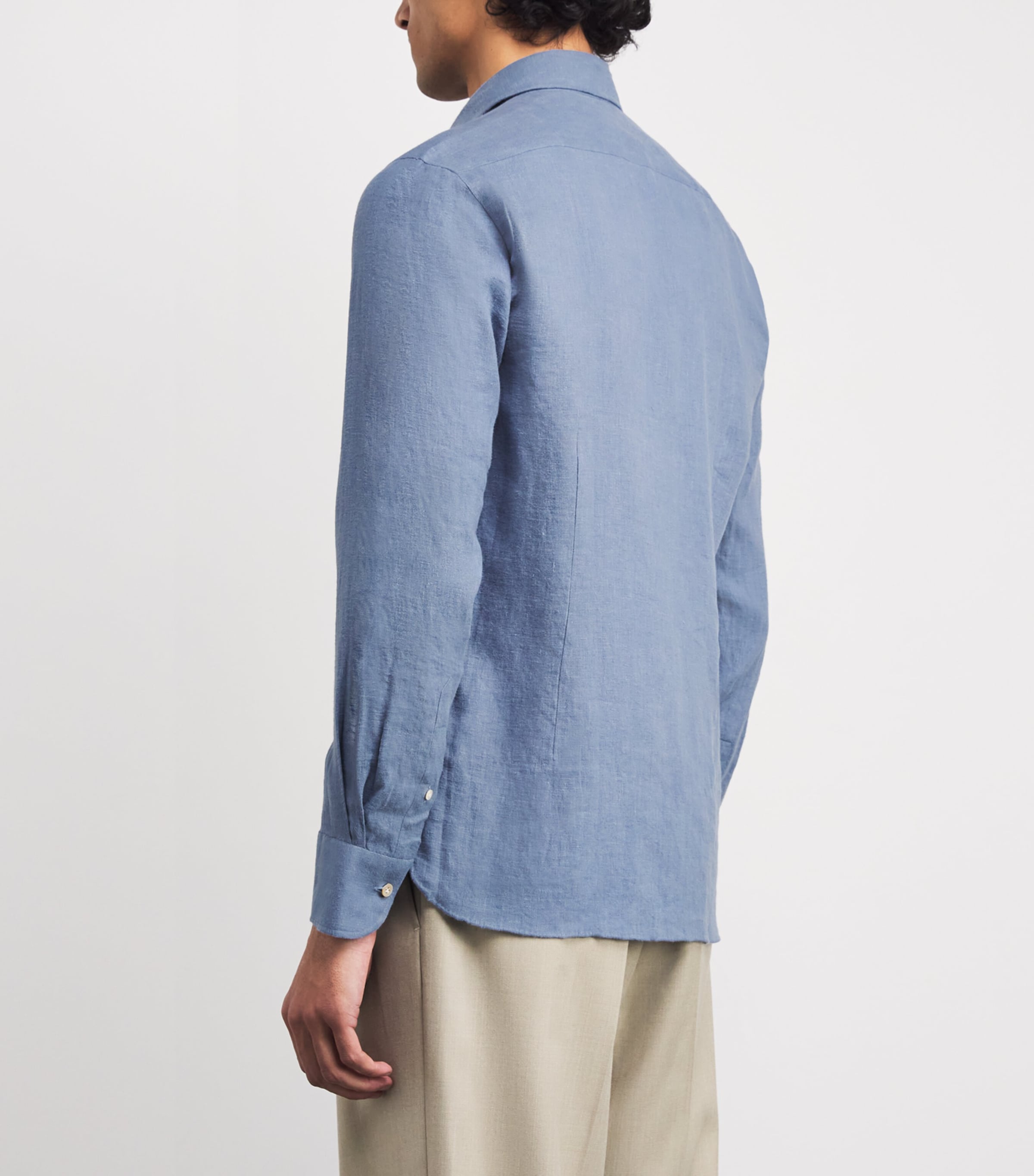 Brushed Linen Shirt BLUE Image 4