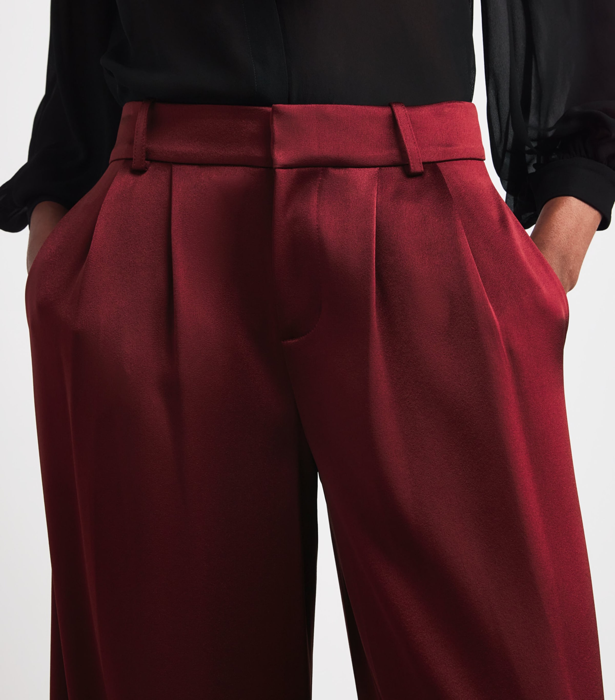 Satin Kennedy Wide-Leg Trousers I606 OXBLOOD Image 6