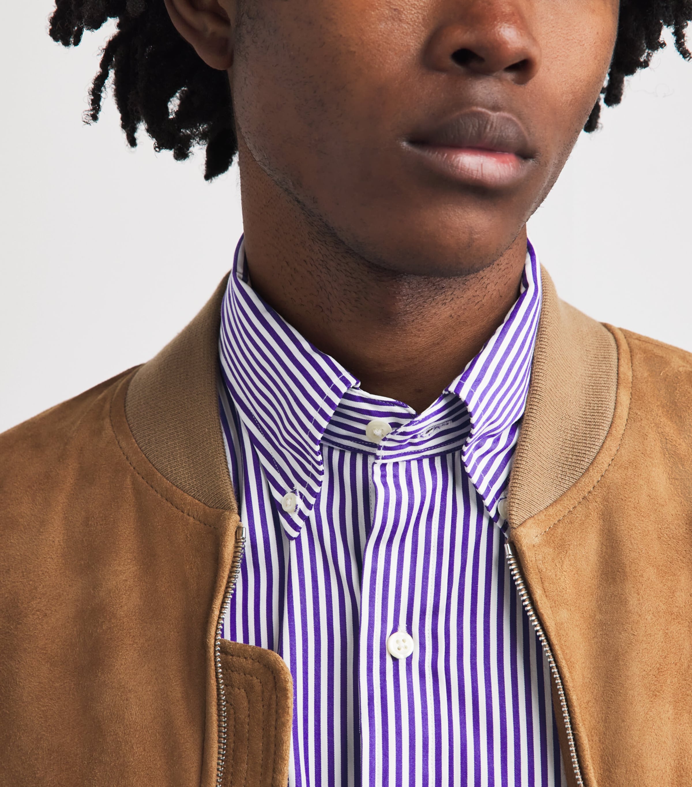 Polo Ralph Lauren Mens Cotton Poplin Custom Fit Stripe Shirt Wht Cbana Prpl Image 3
