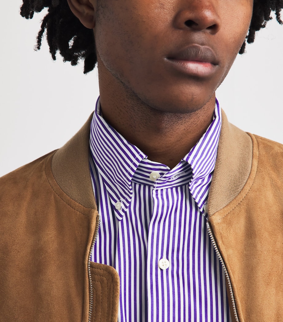 Polo Ralph Lauren Mens Cotton Poplin Custom Fit Stripe Shirt Wht Cbana Prpl Image 3