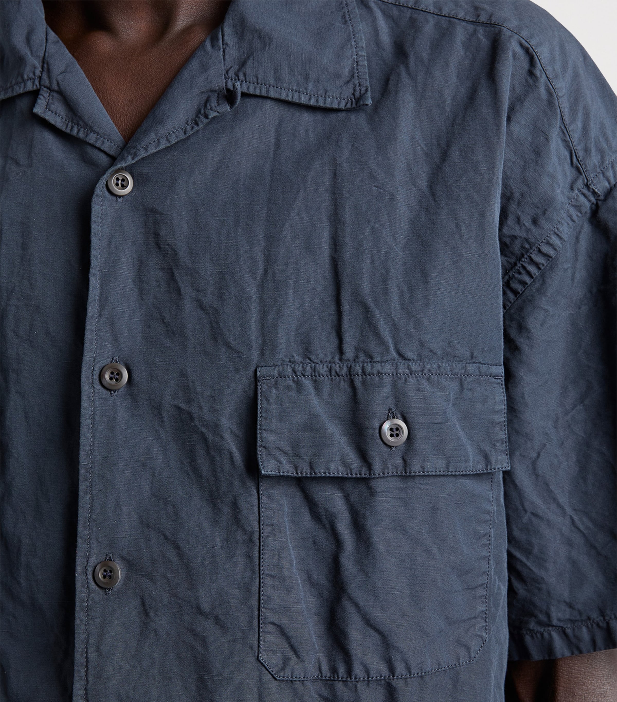 Prada Mens Cotton-Blend Short-Sleeve Shirt Blue Image 3