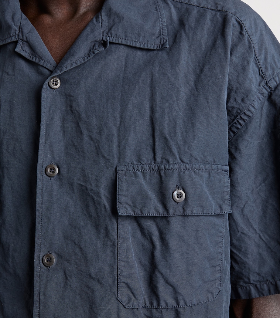 Prada Mens Cotton-Blend Short-Sleeve Shirt Blue Image 3