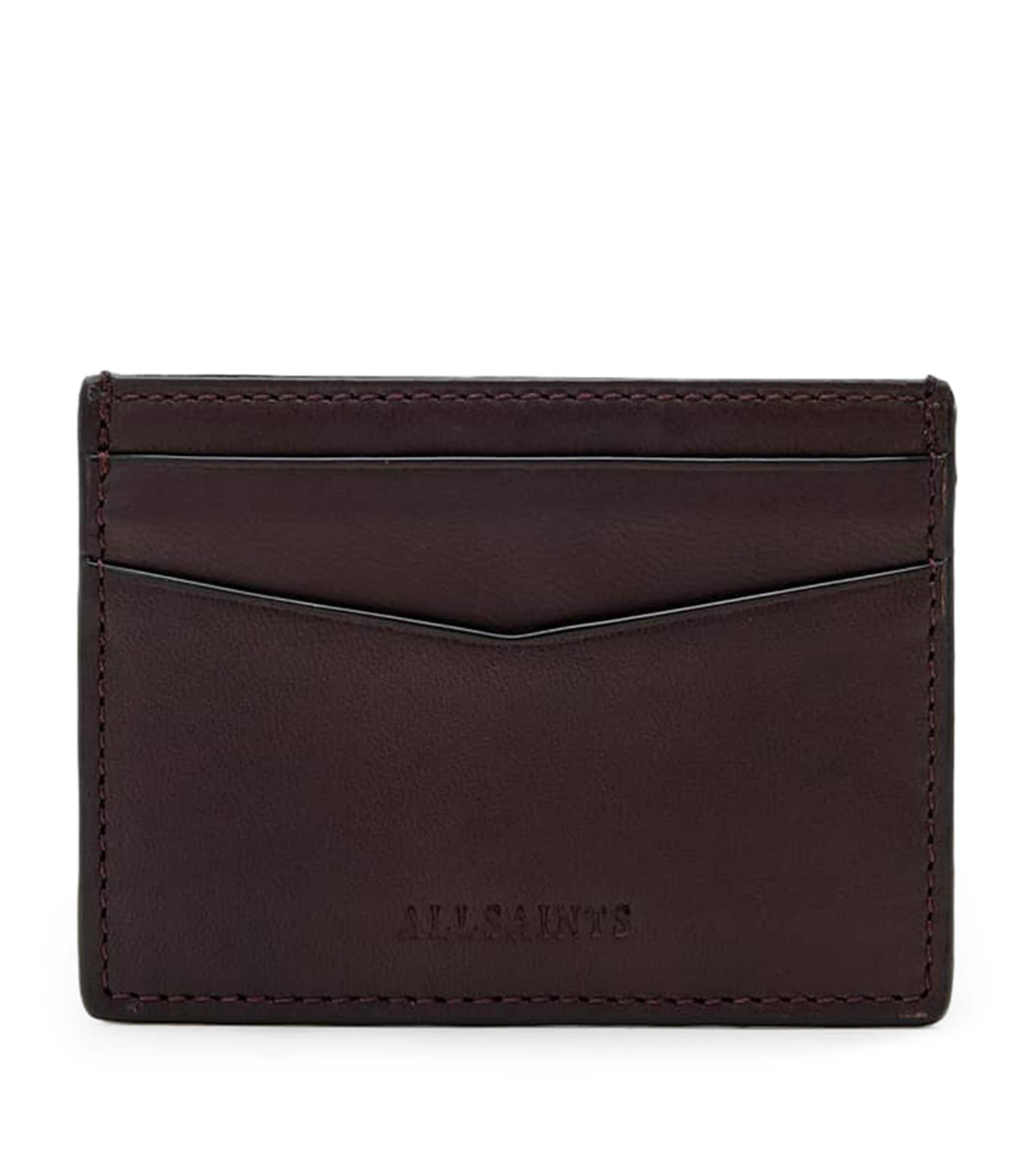 AllSaints Leather Delph Cardholder Bitter Brown Image 1