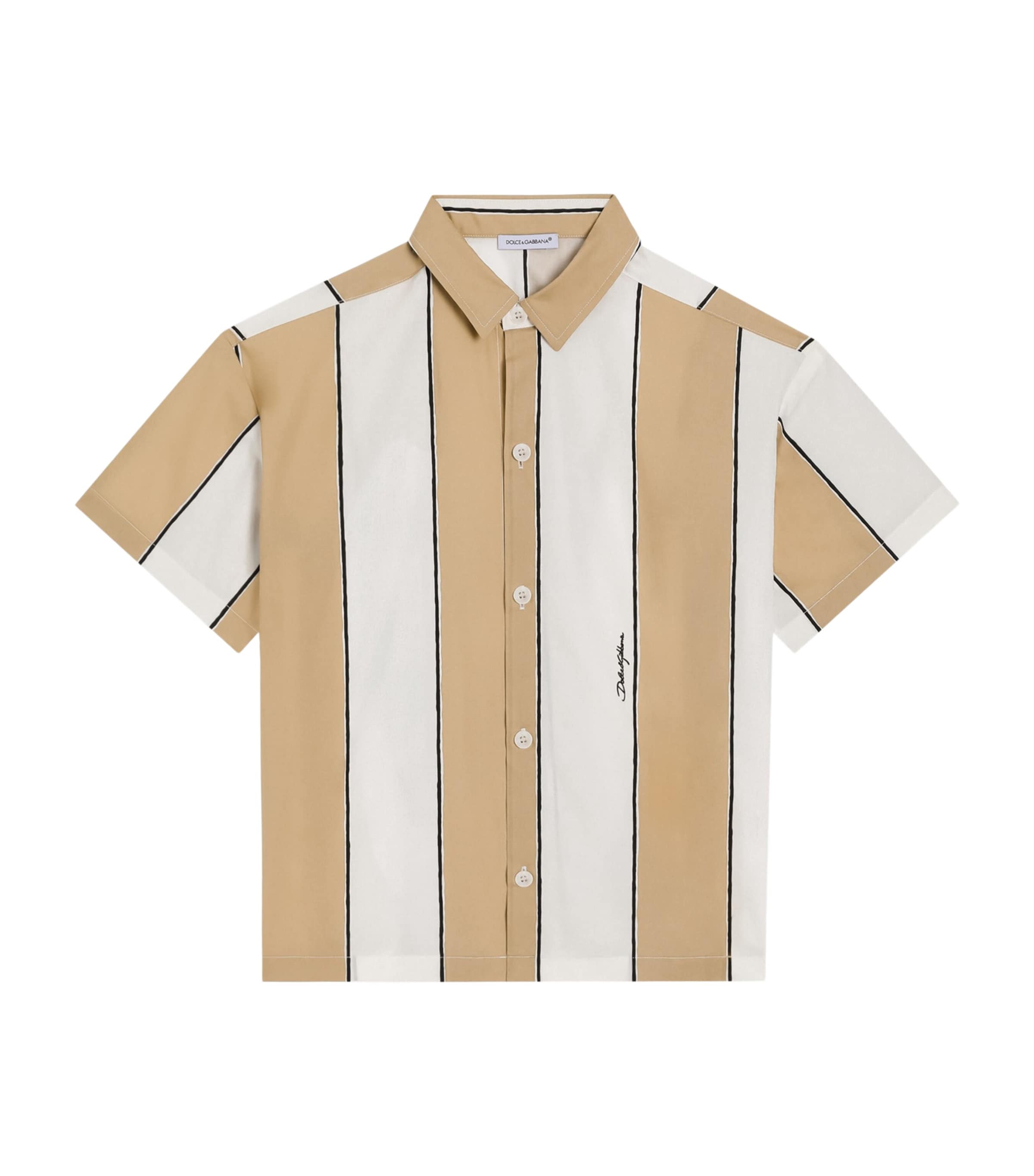Dolce&Gabbana Kids Cotton Stripe Shirt (8-12+ Years) Riga Deserto Image 1