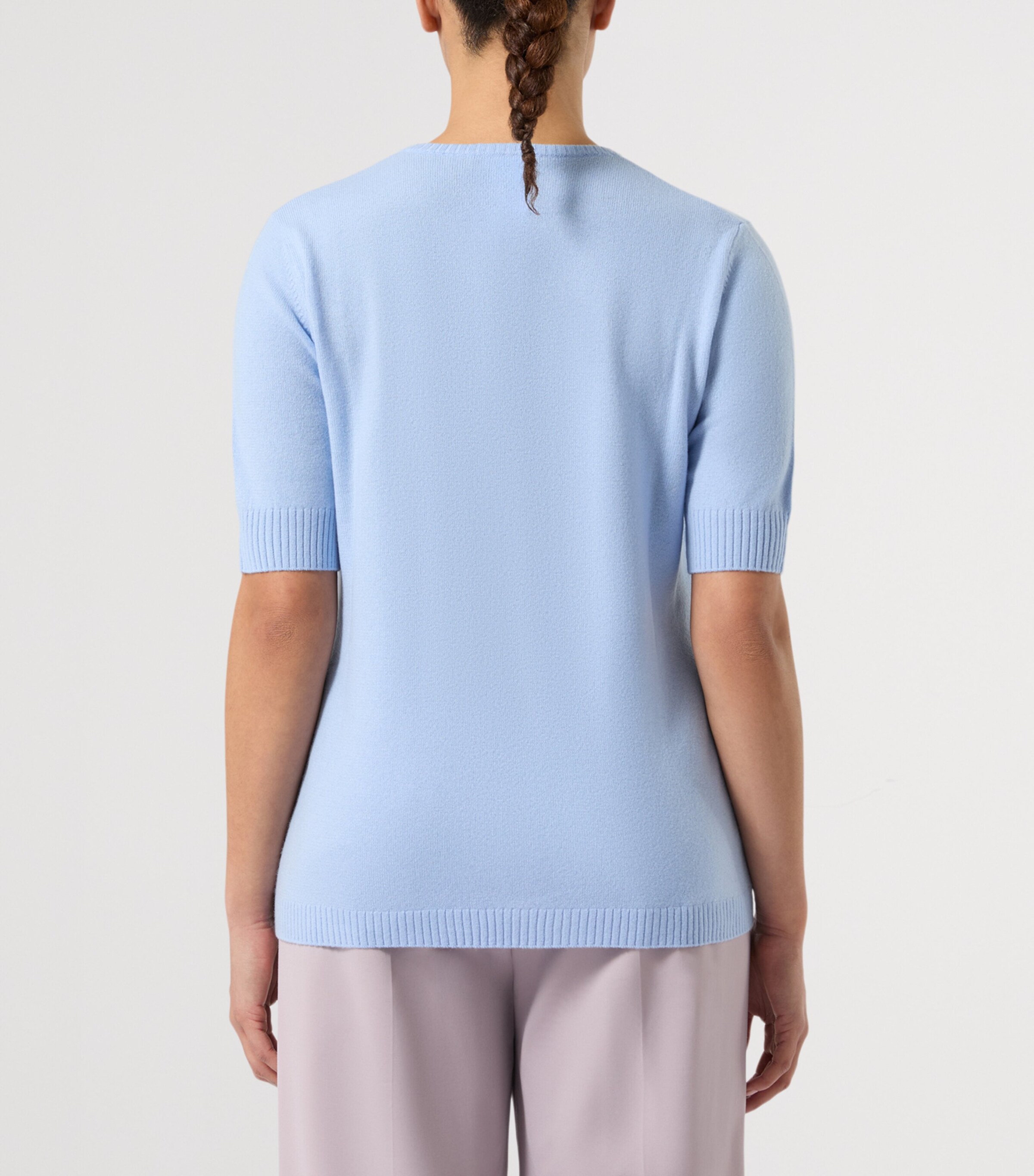 Marina Rinaldi Womens Cashmere Short-Sleeve Sweater Light Blue Image 4