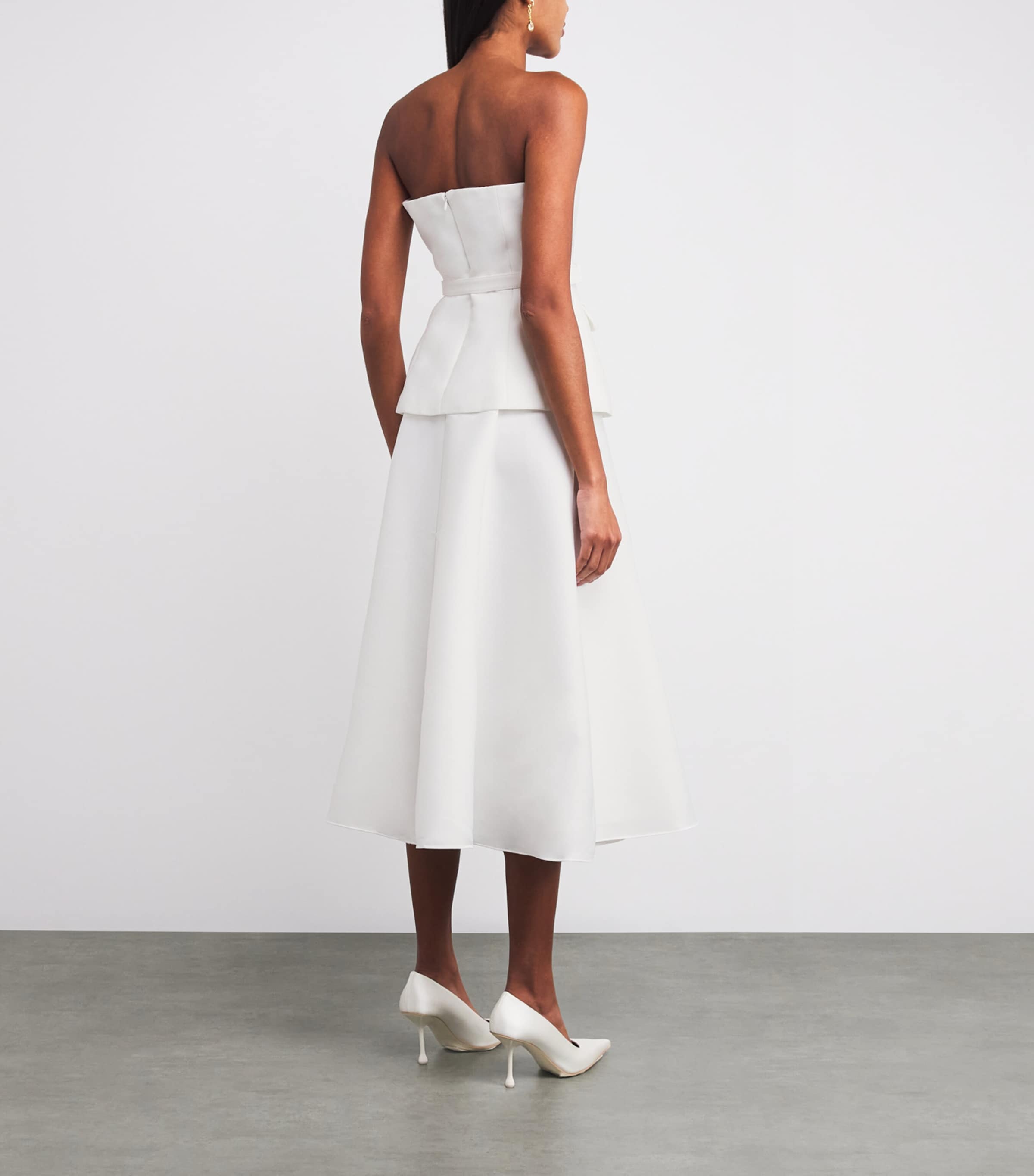 Taffeta Off-The-Shoulder Midi Dress WHITE Image 3