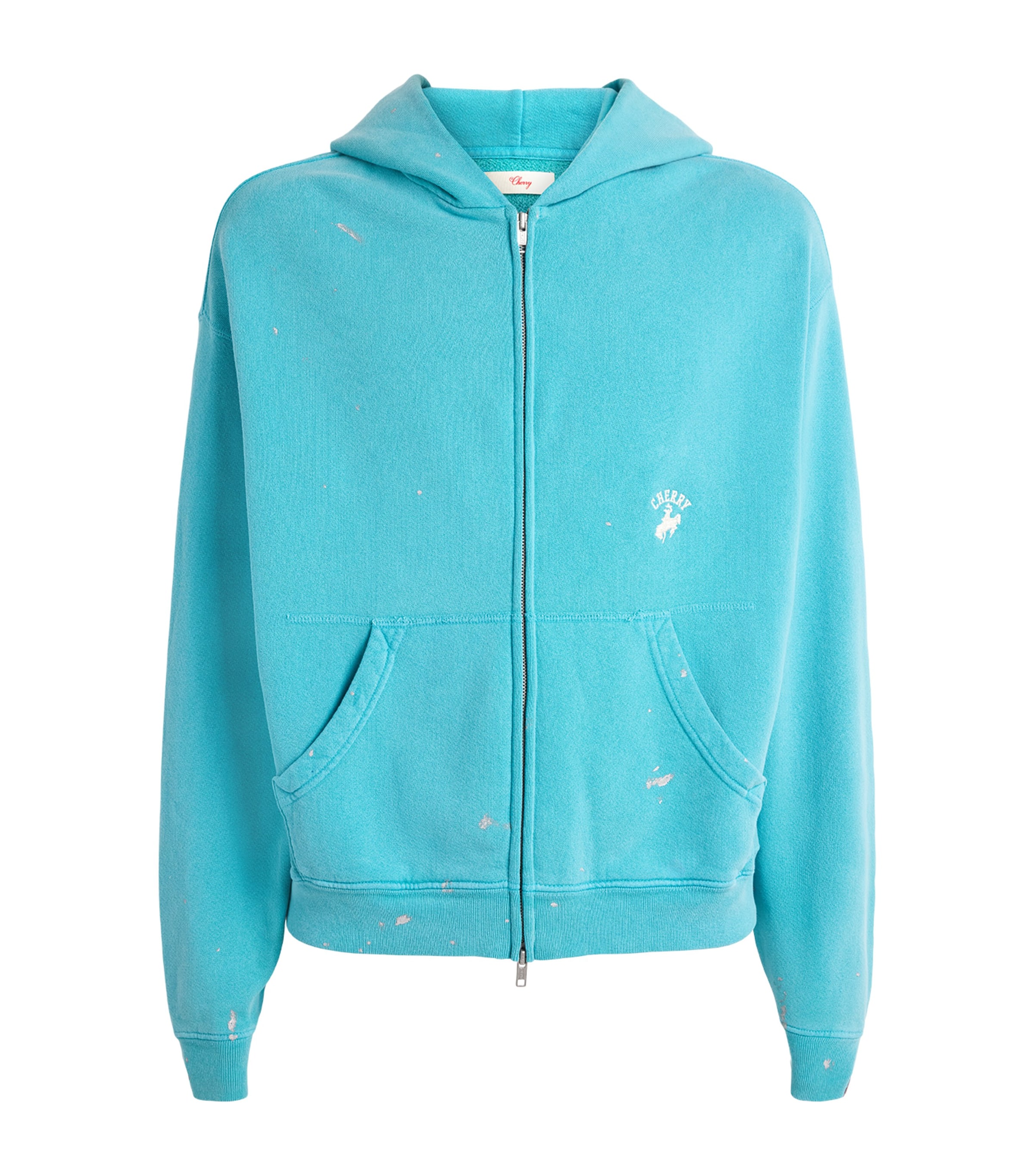 Cherry Los Angeles Turquoise Western Athletic Zip-Up Hoodie