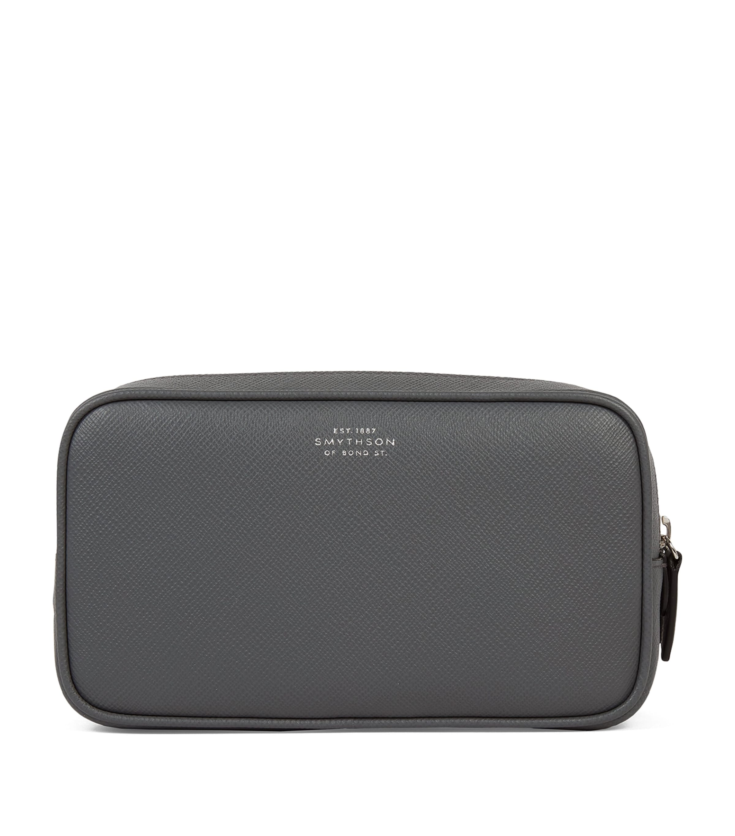 Smythson Panama Leather Toiletries Bag In Grey