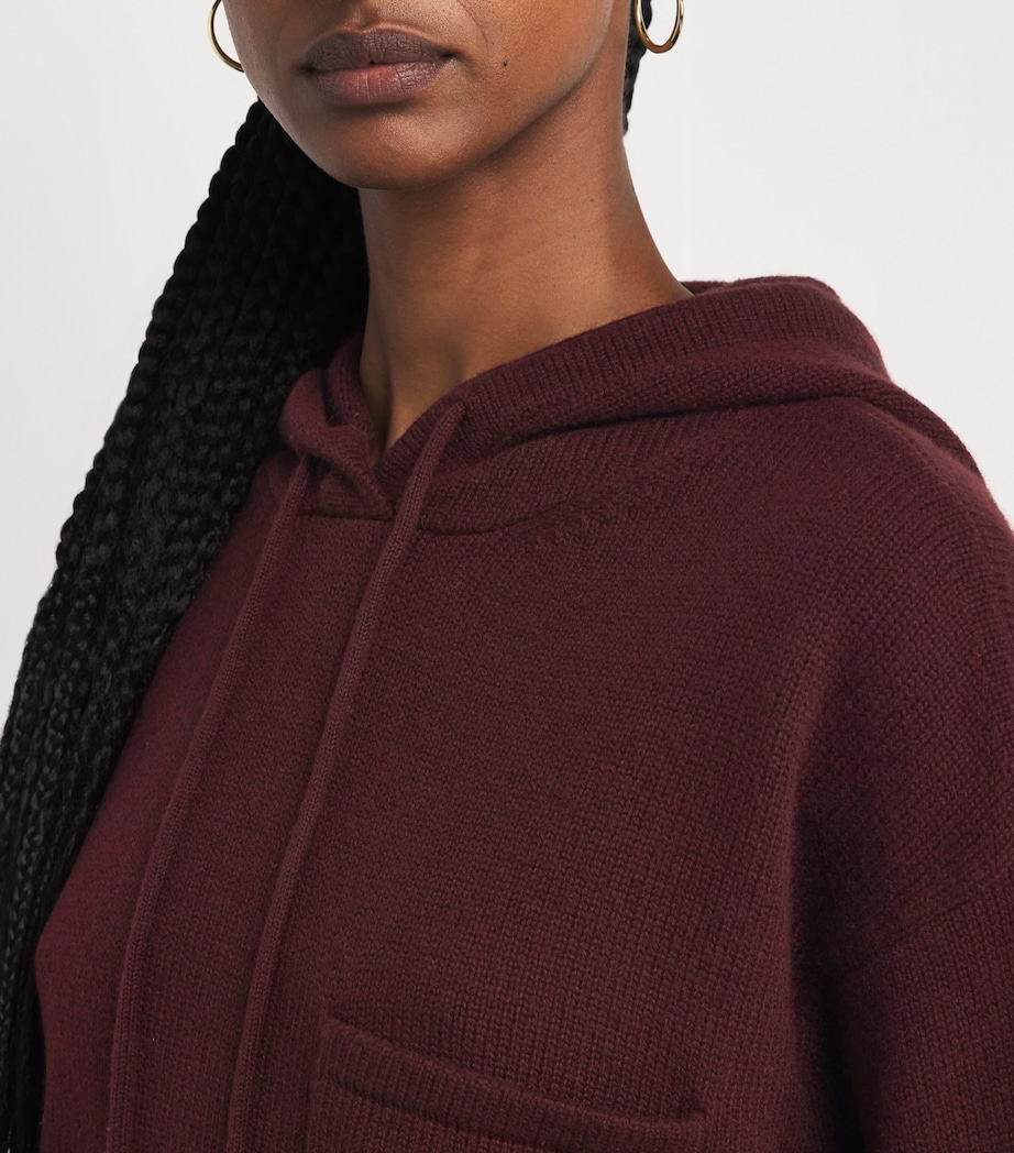 Wool-Cashmere Knitted Hoodie CHERRY Image 6
