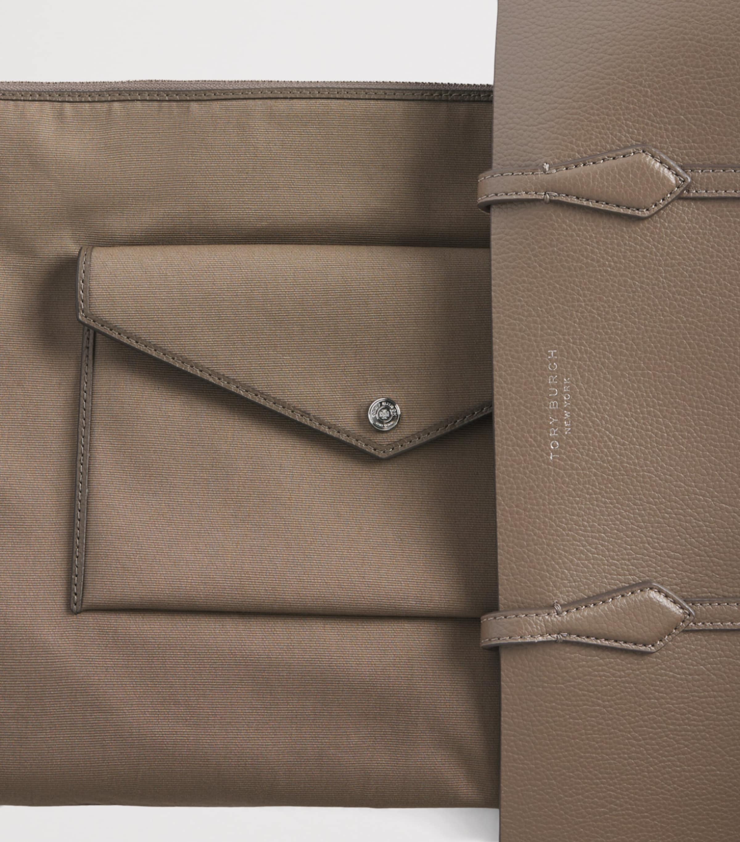 Tory Burch Leather Perry Tote Bag Wild Mushroom Image 6