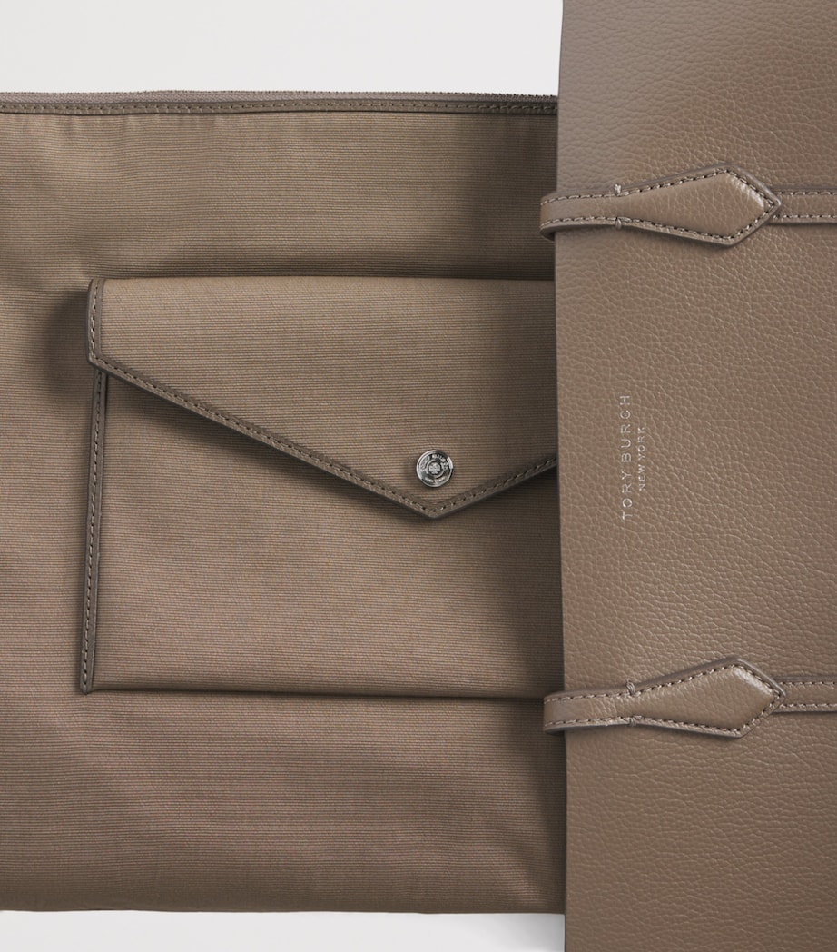 Tory Burch Leather Perry Tote Bag Wild Mushroom Image 6