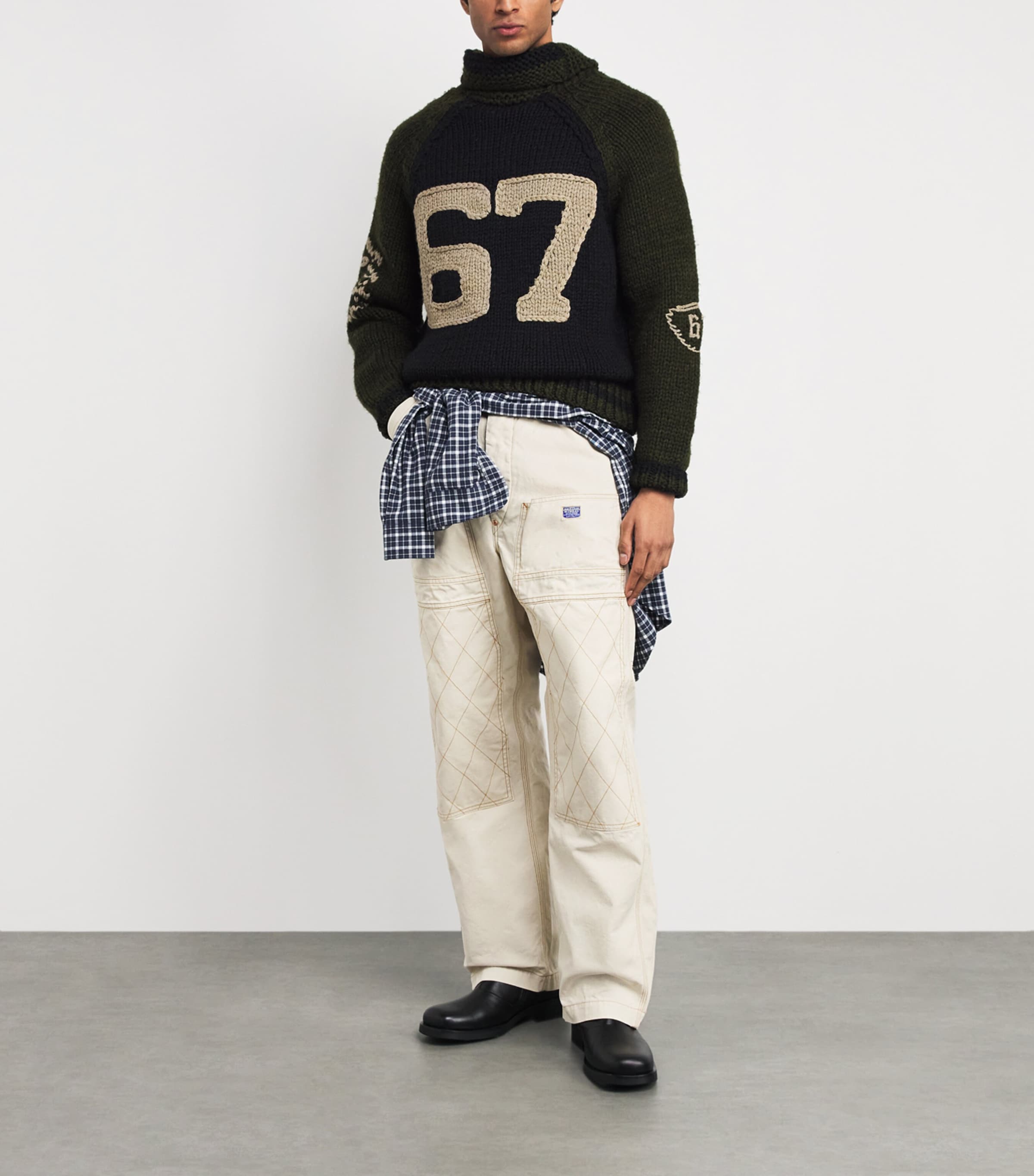 Kapital Mens Canvas Lumber Straight Trousers Ecru Image 2