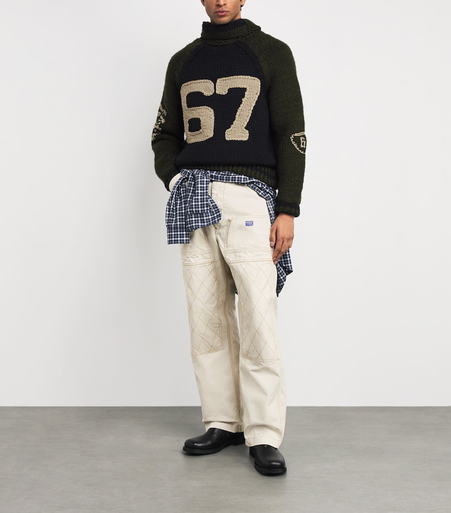 Kapital Mens Canvas Lumber Straight Trousers Ecru Image 2