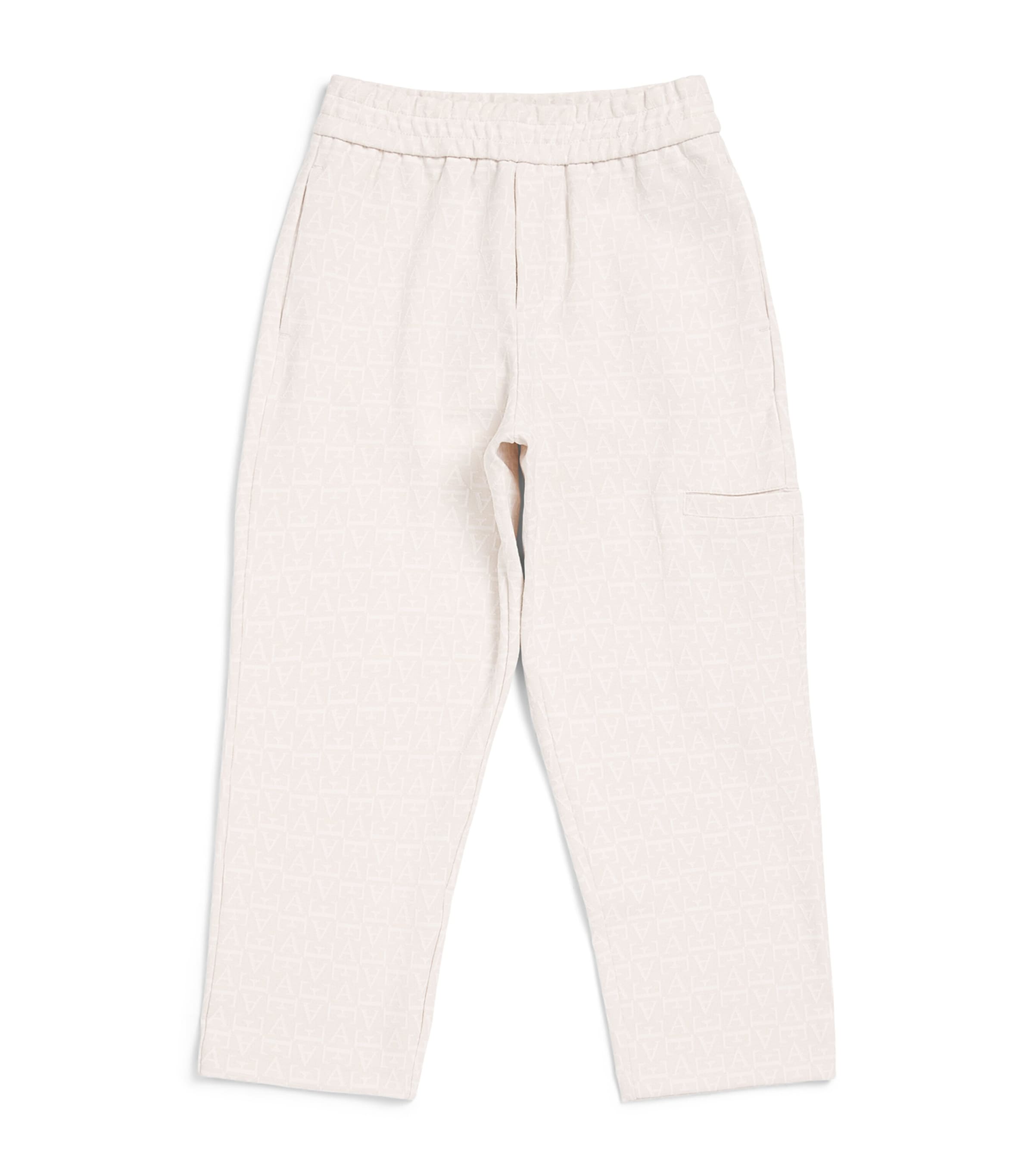 Emporio Armani Kids Jacquard Logo Sweatpants (4-16 Years) White Sand Image 1