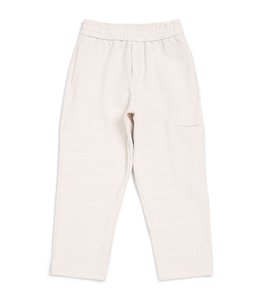 Emporio Armani Kids Jacquard Logo Sweatpants (4-16 Years) White Sand Image 1