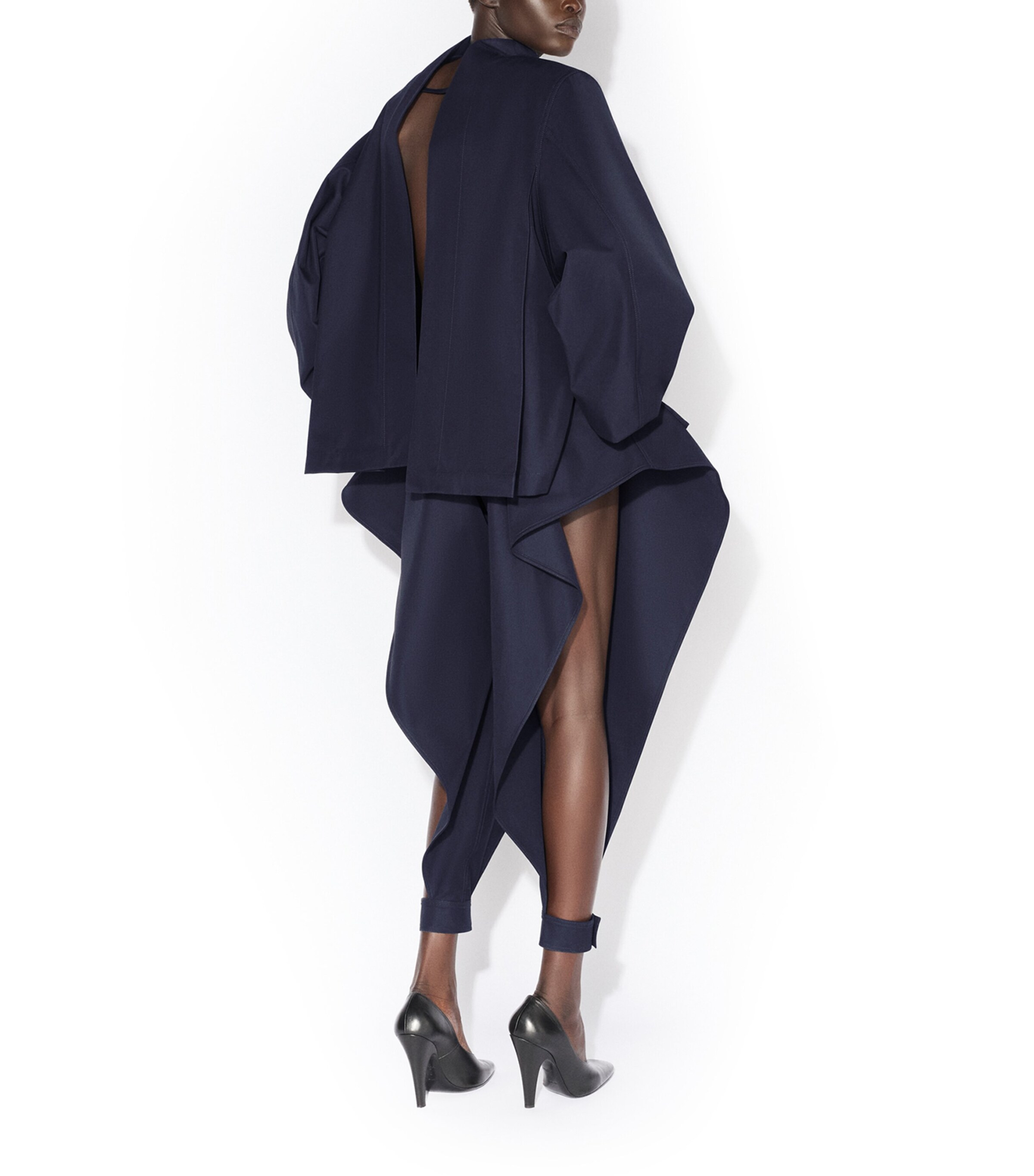 Alaïa Womens Cotton Gabardine Open-Leg Trousers Minuit Image 3