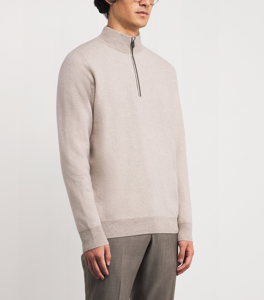 Cashmere Quarter-Zip Temple Sweater TSE TOASTED SESAME Image 3