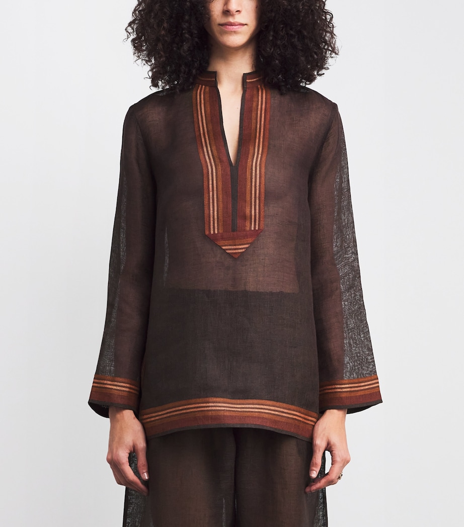 Linen Stripe Tunic 209 DARK MOCHA Image 3