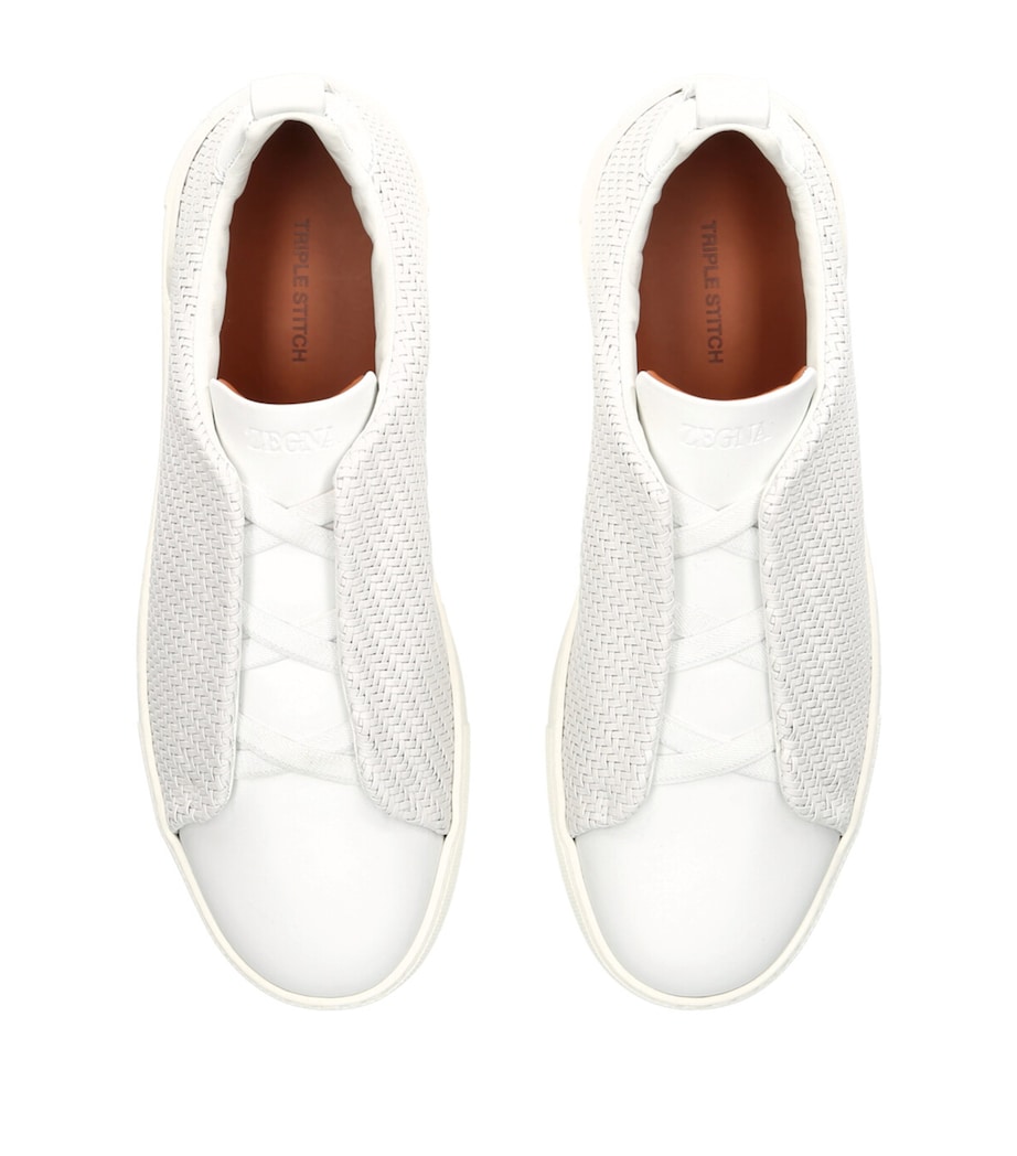 Leather PELLETESSUTA Triple Stitch Sneakers WHITE Image 4