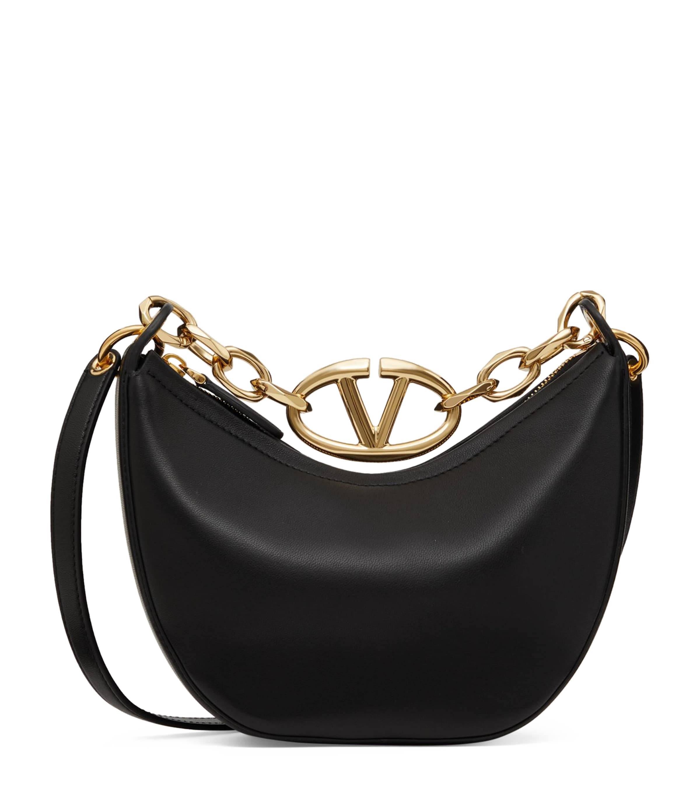 Shop Valentino Mini Leather Vlogo Moon Shoulder Bag In Black