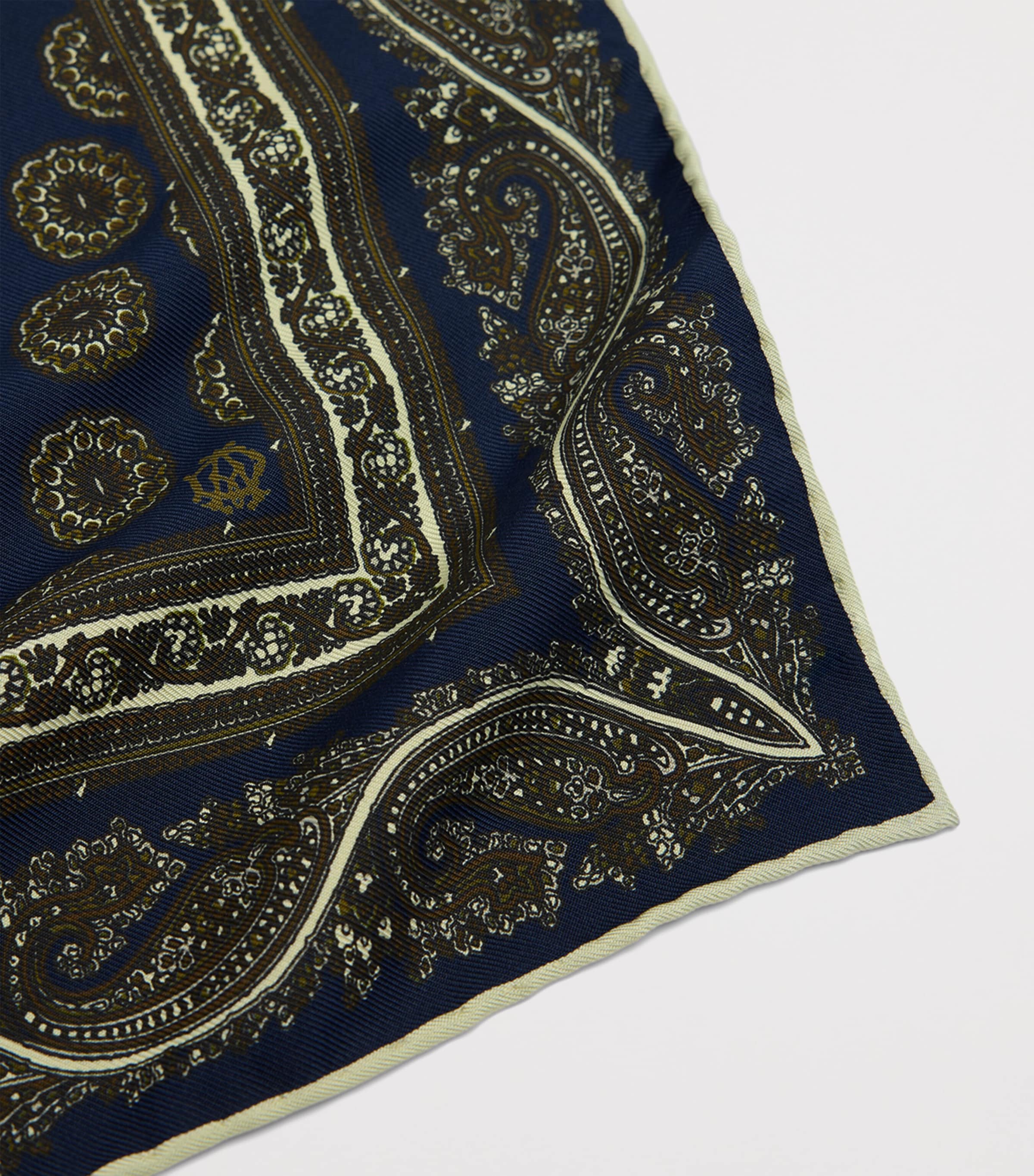 Dunhill Mulberry Silk Floral Medallion Pocket Square Navy Image 2
