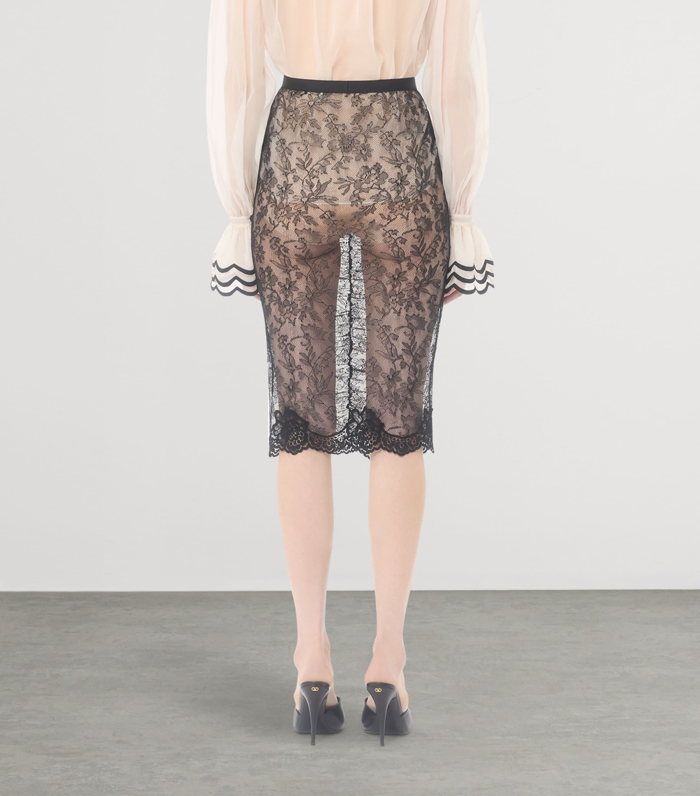 Valentino Womens Lace Ruched Skirt Image 4