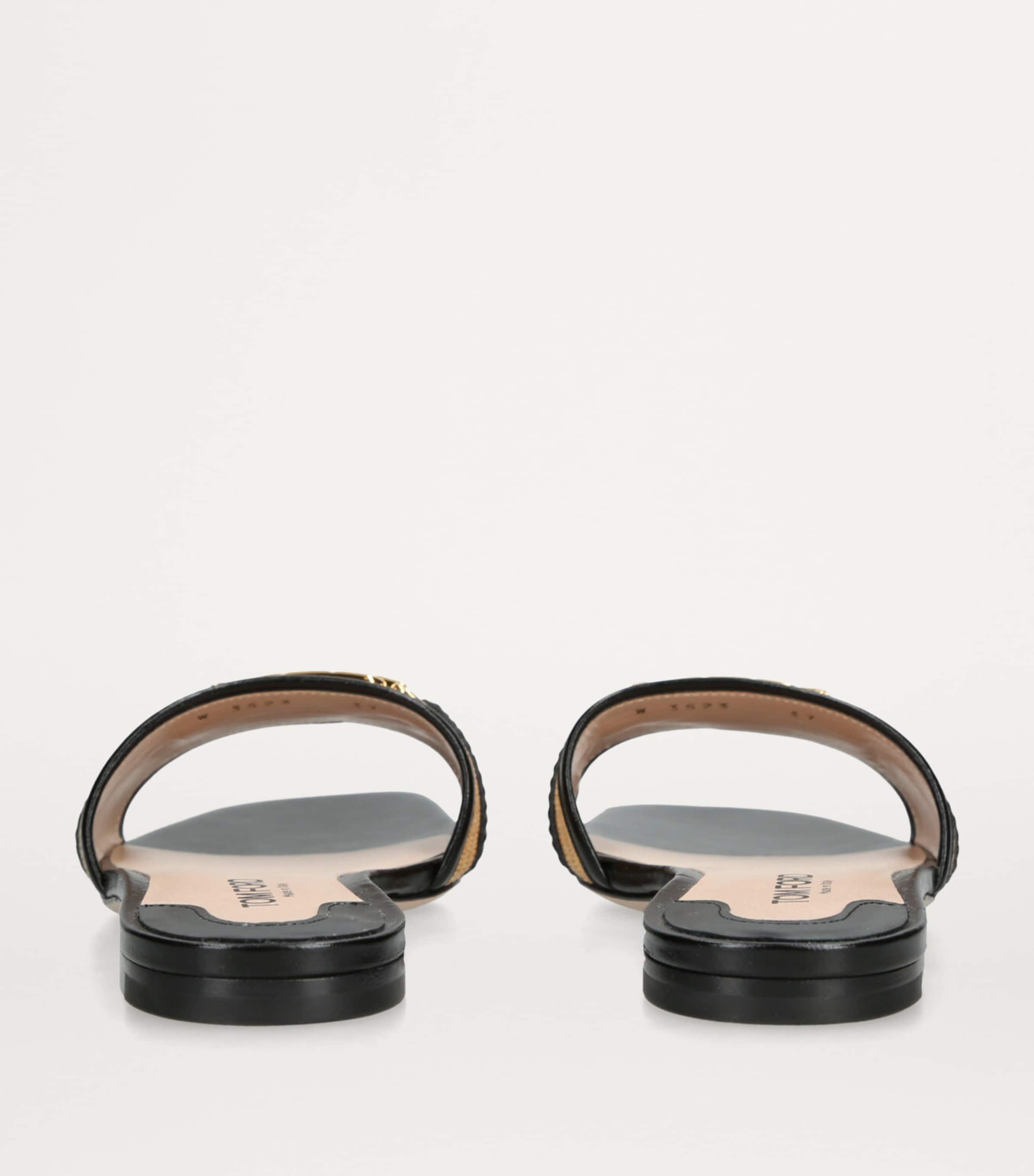 Raffia Whitney Slides BLK/BEIGE Image 2