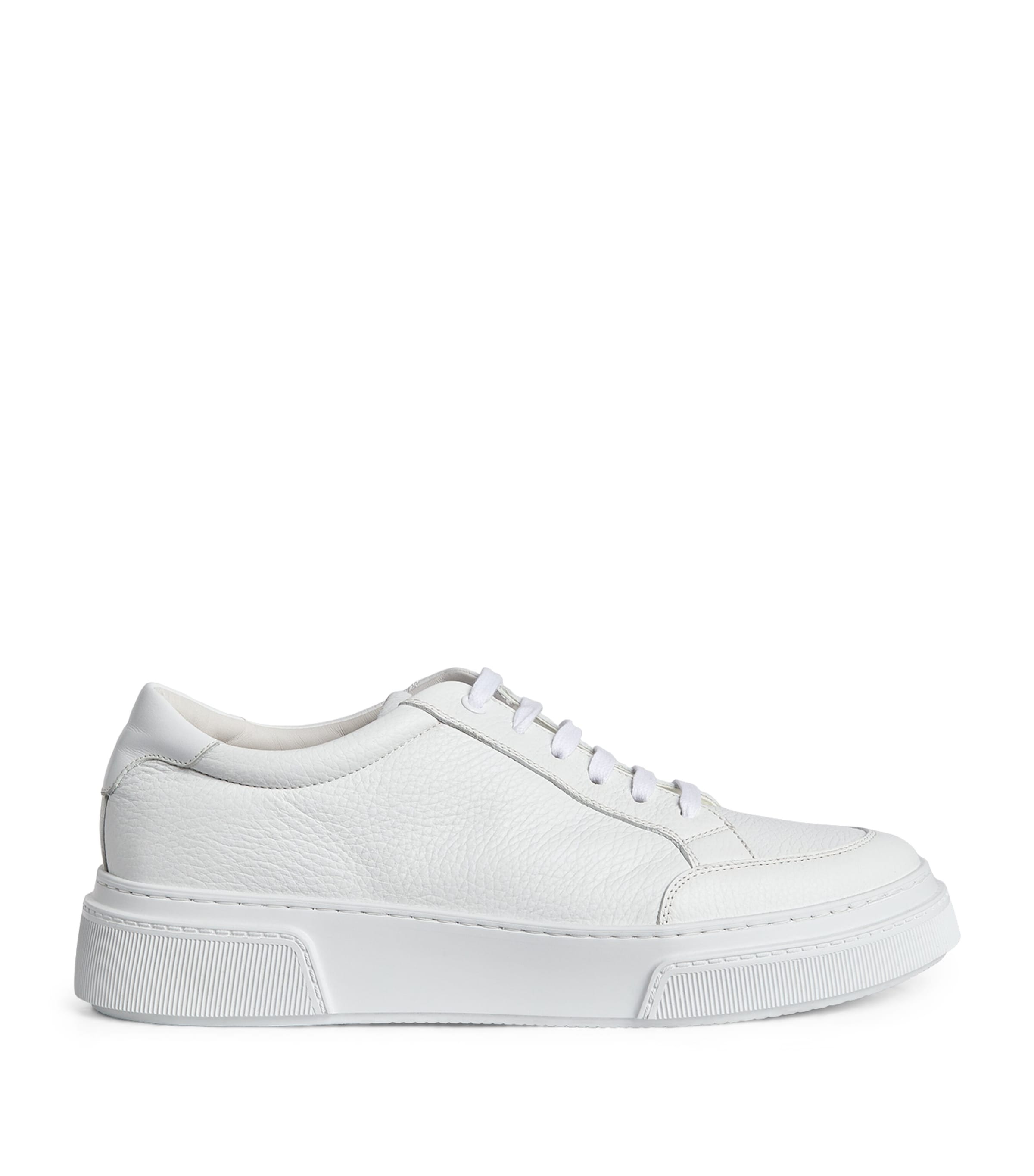 Shop Giorgio Armani Leather Low-top Sneakers In White