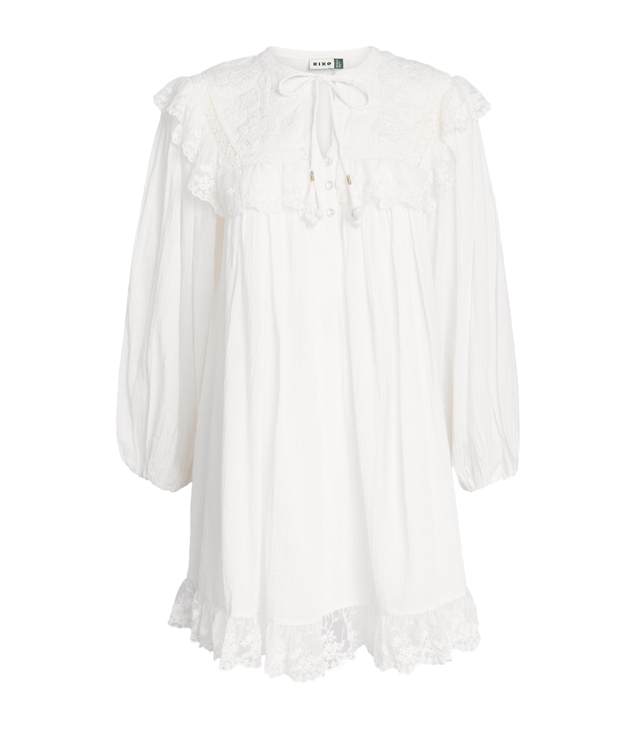 Rixo Womens Cotton Embroidered Inez Mini Dress Lilly Embr Ivory Image 1