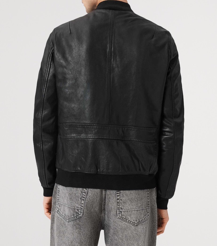AllSaints Mens Leather Morten Bomber Jacket Black Image 4